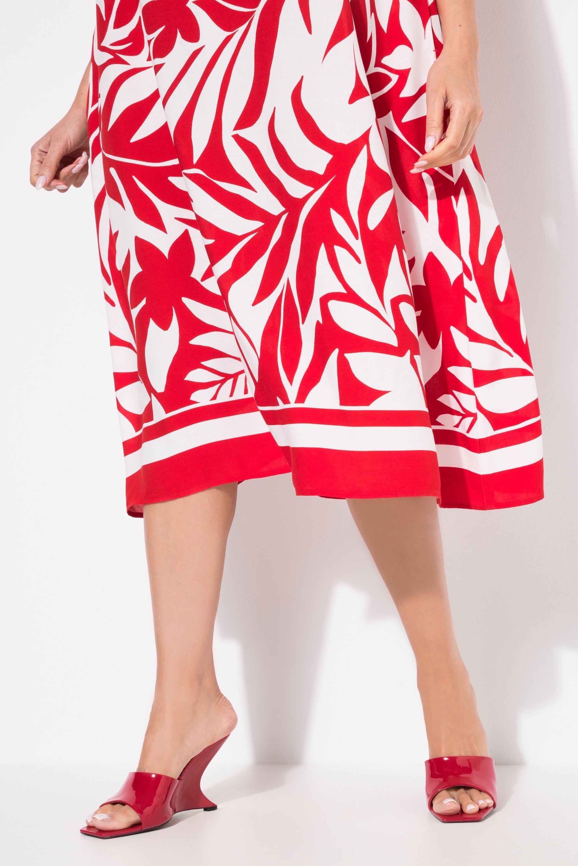 Ulla Popken Red Leaf Midi Dress