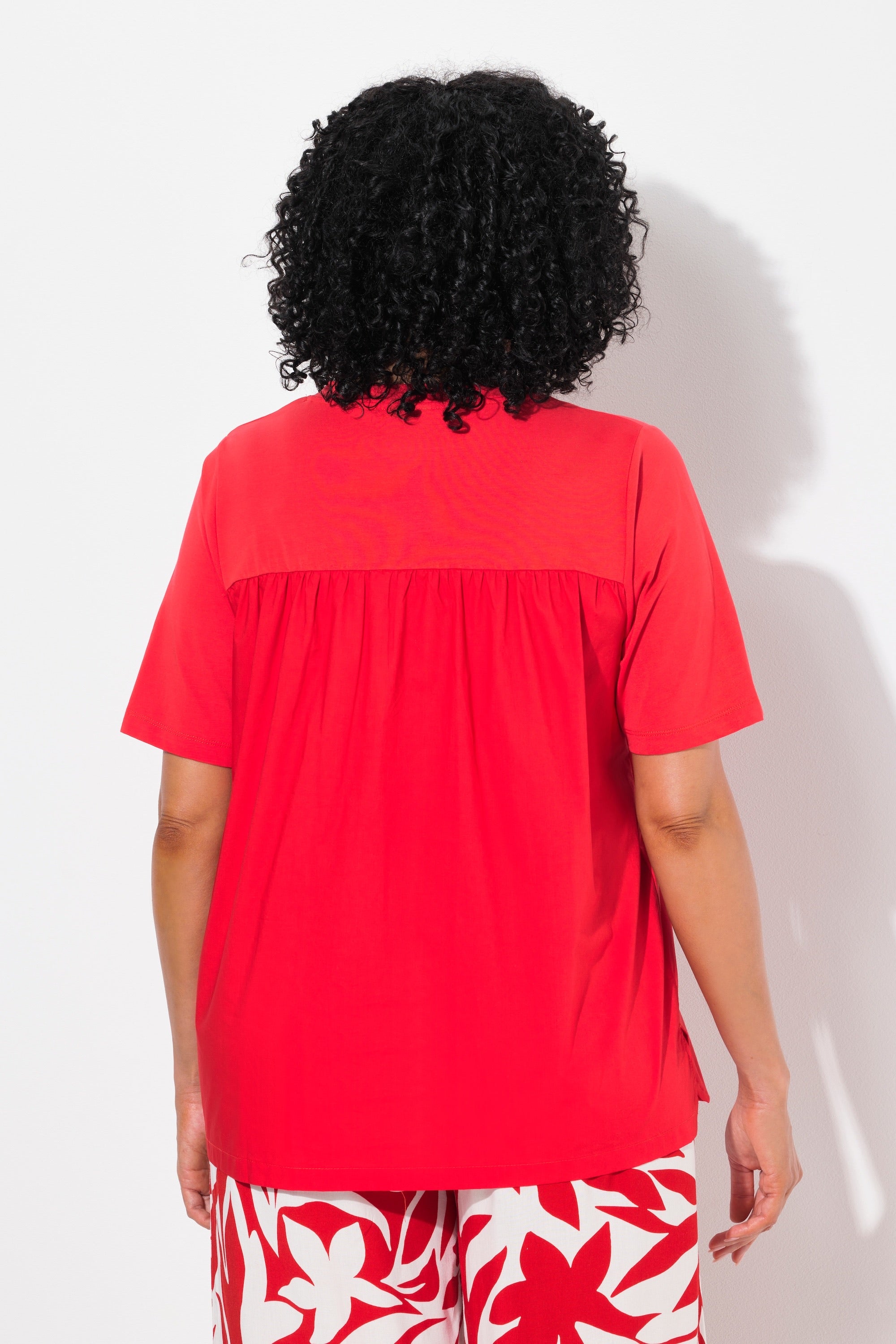 Ulla Popken Red V-Neck T-Shirt