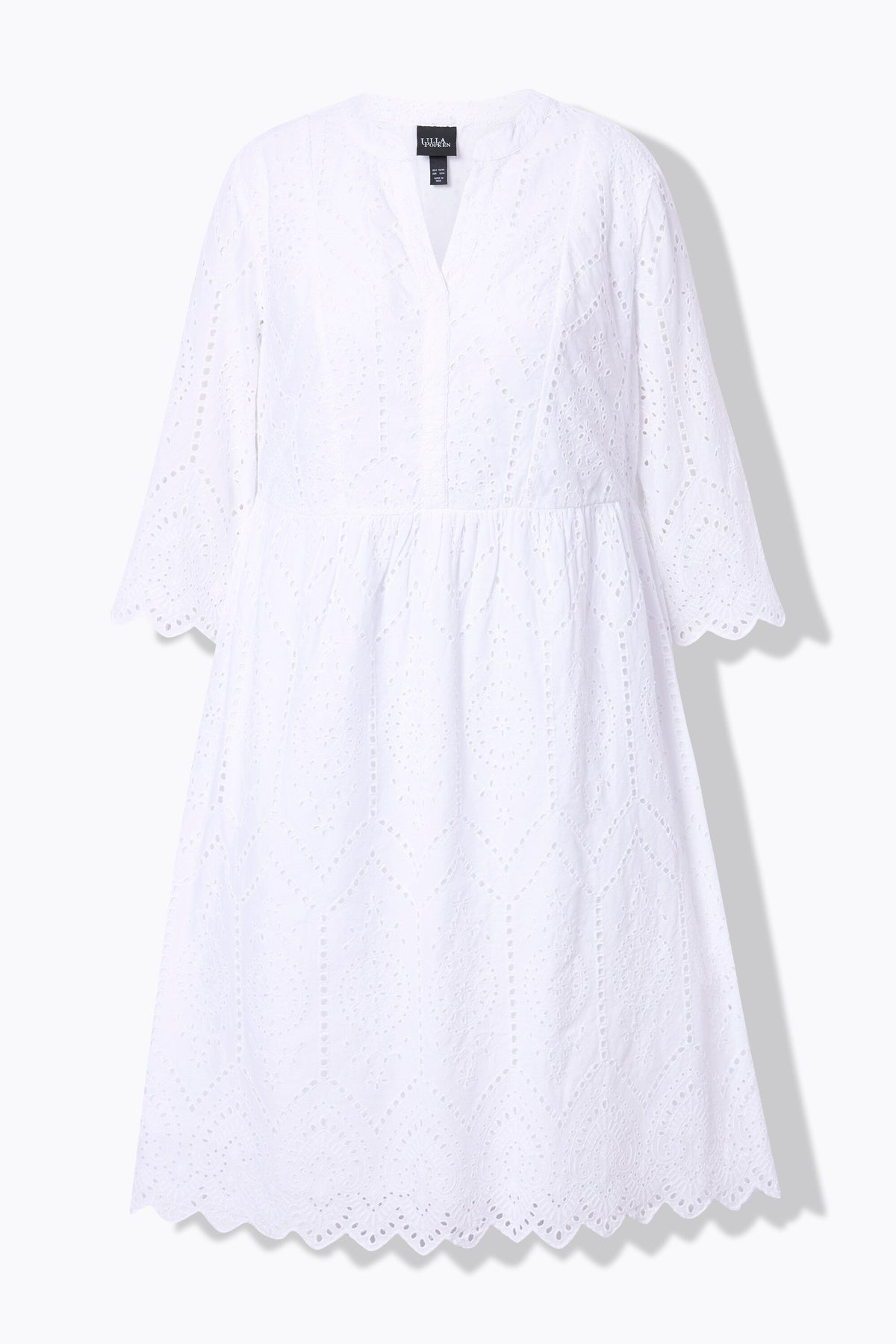 Ulla Popken White Lace Midi Dress