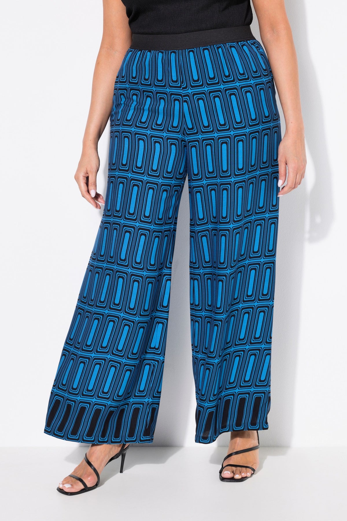 Ulla Popken Wide Leg Trousers in Blue