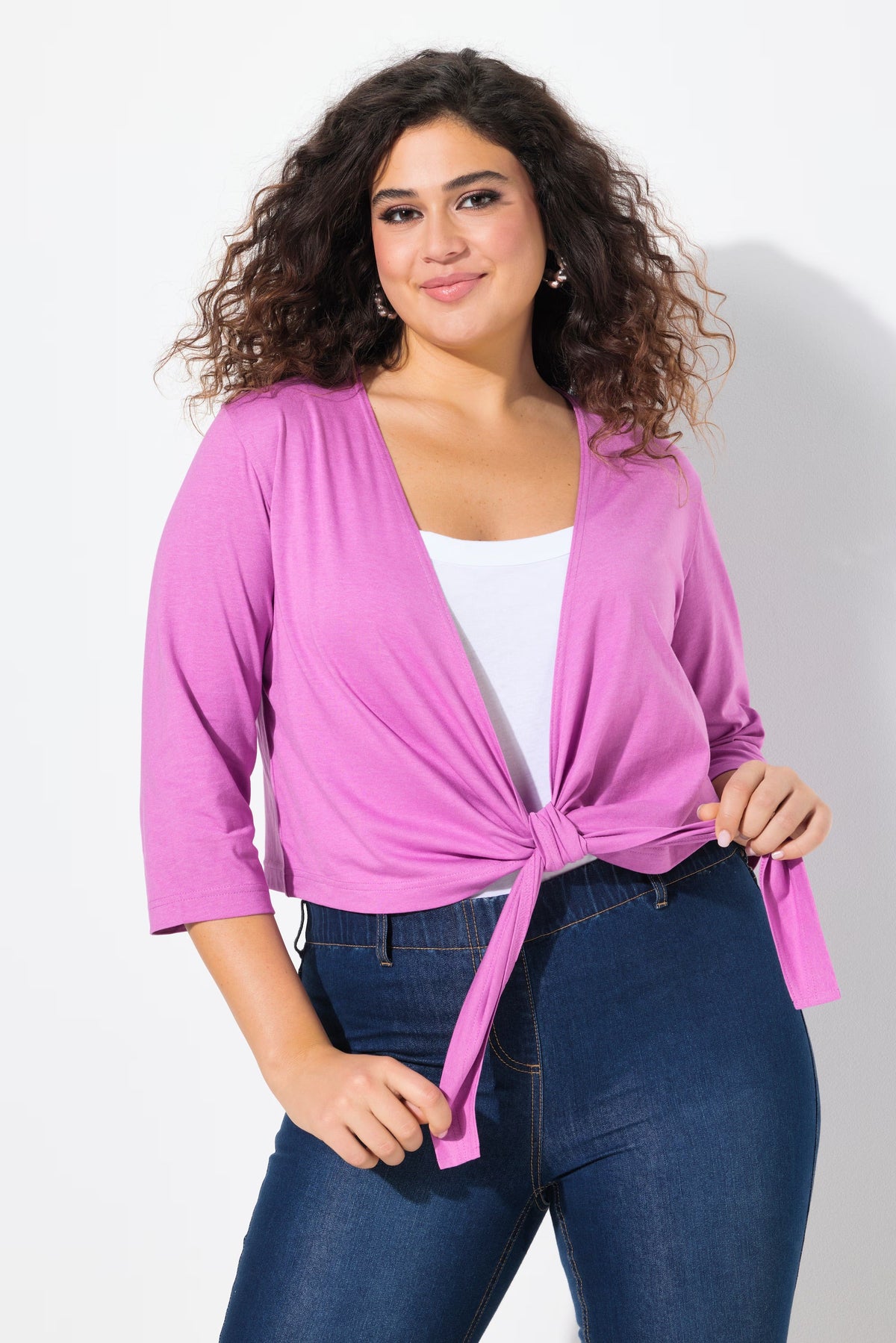 Ulla Popken Wrap Bolero in Pink