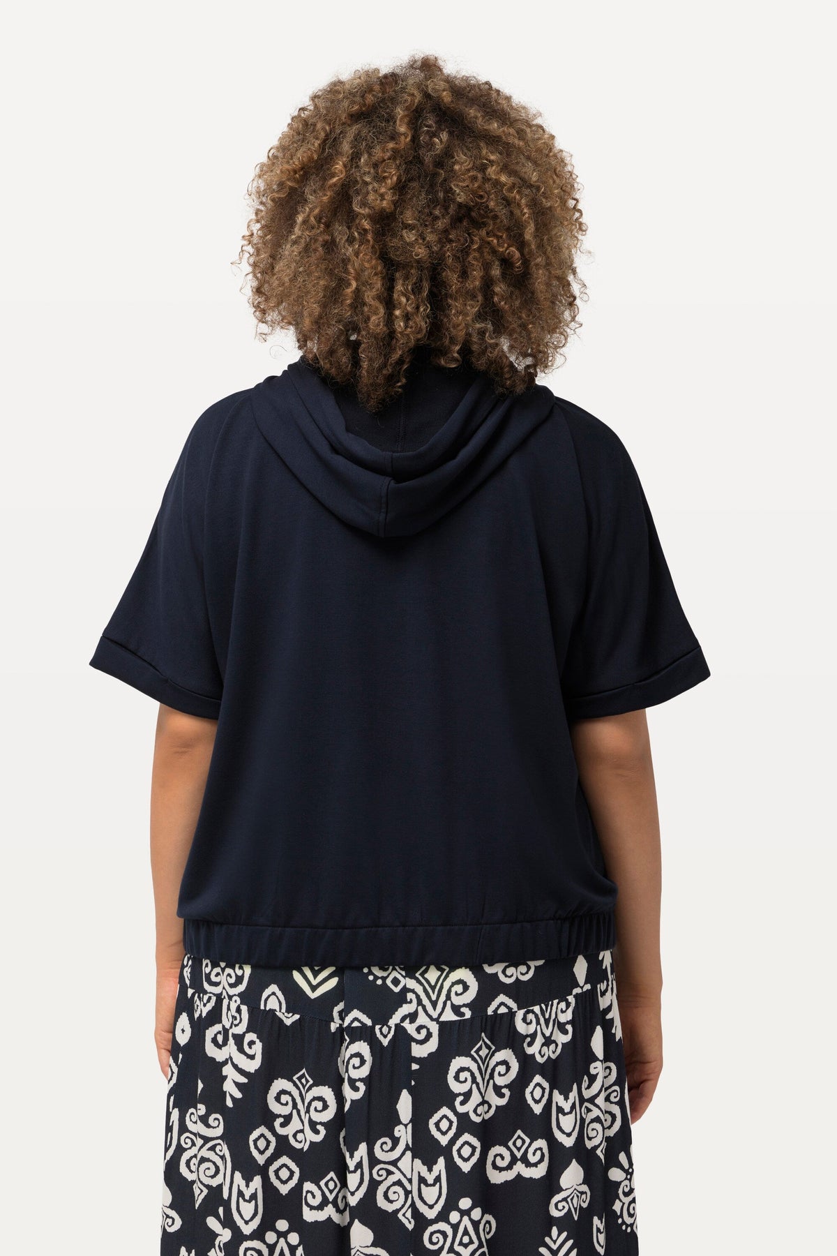 Ulla Popken Zipped Hoodie in Navy
