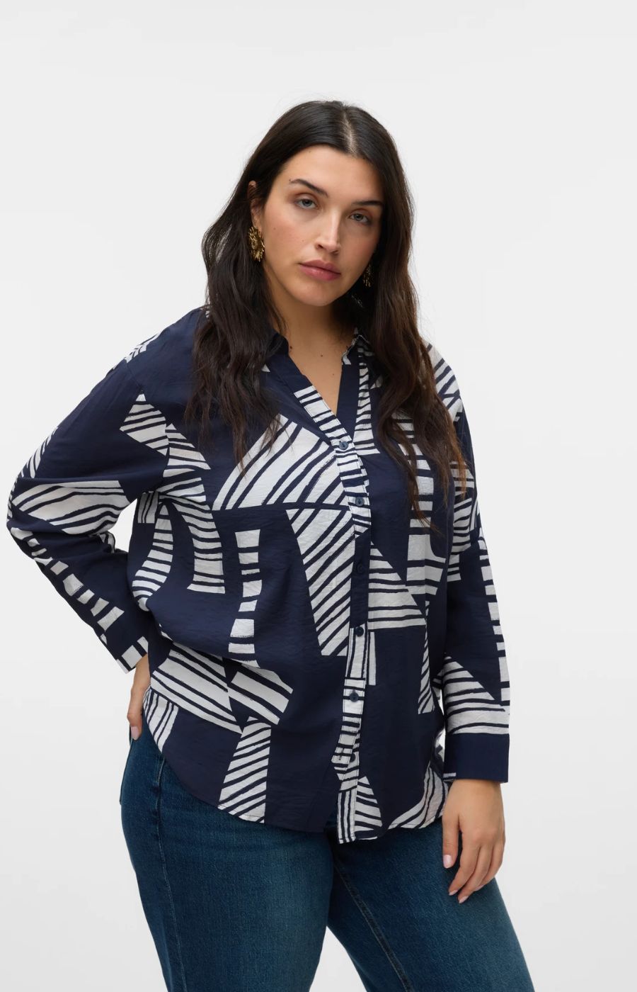 Vero Moda Curve Josie Shirt in Navy