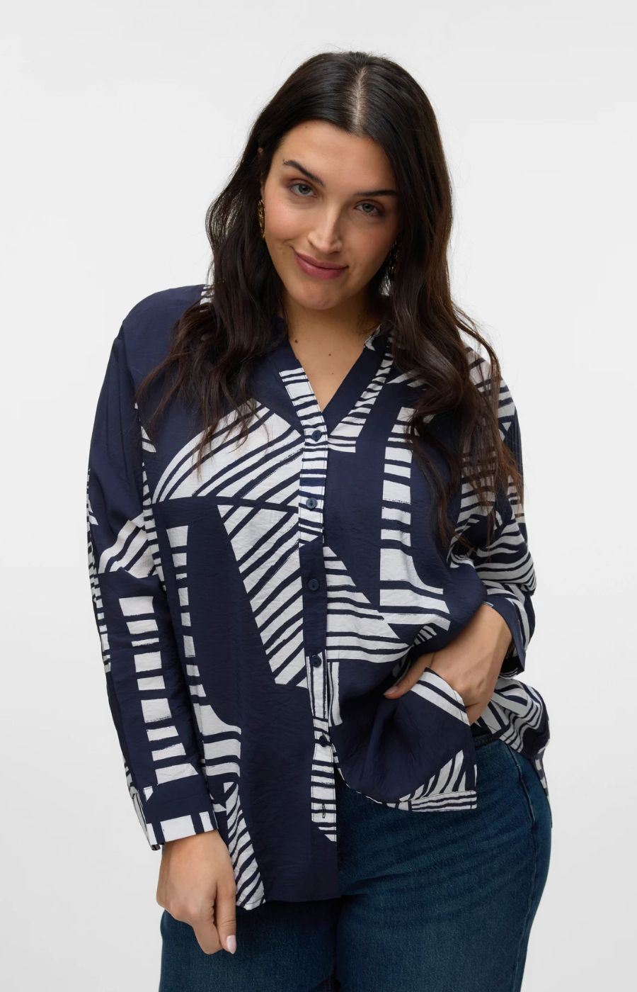 Vero Moda Curve Josie Shirt in Navy