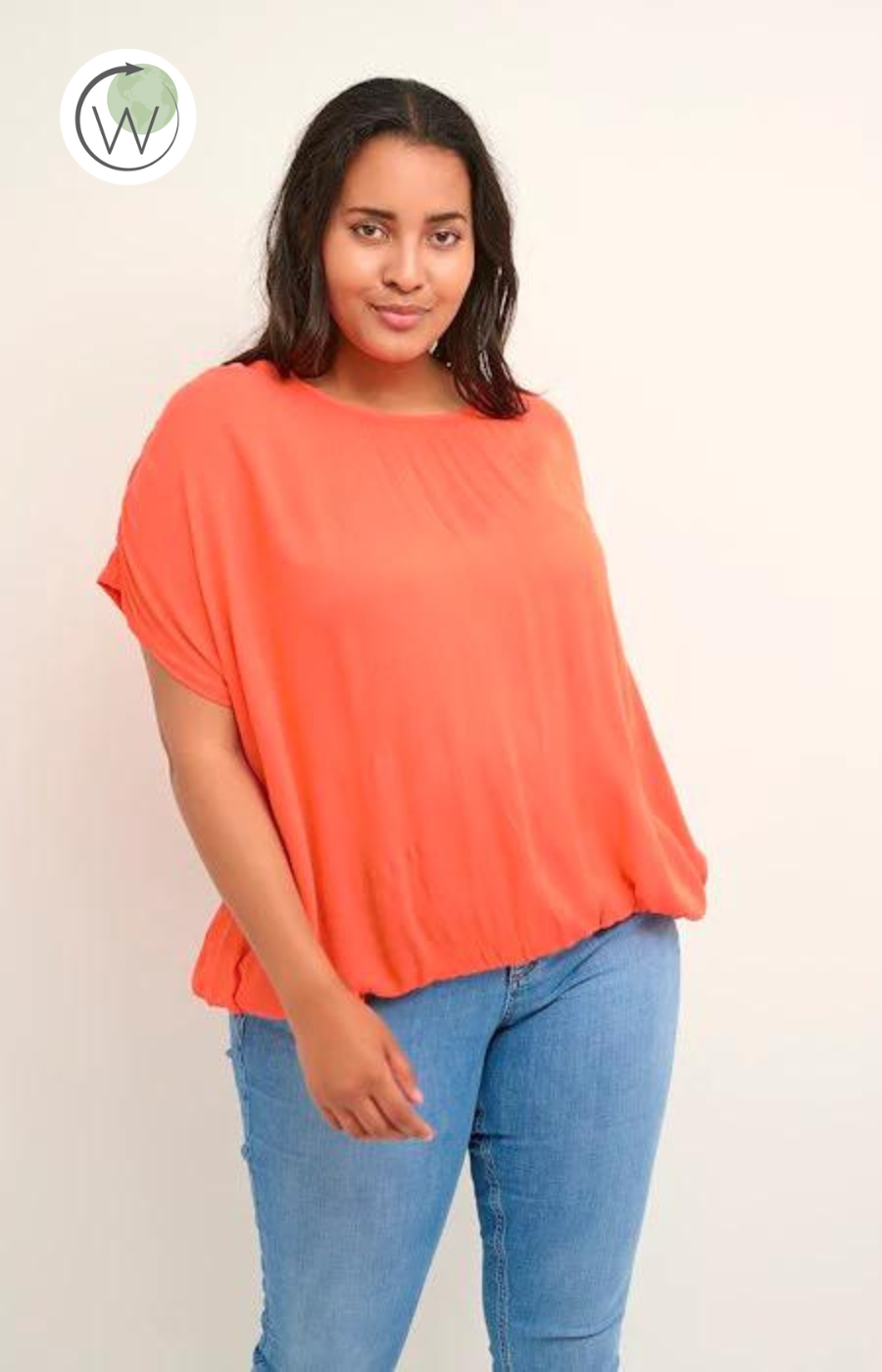 Kaffe Curve Ami Top in Orange - Wardrobe Plus