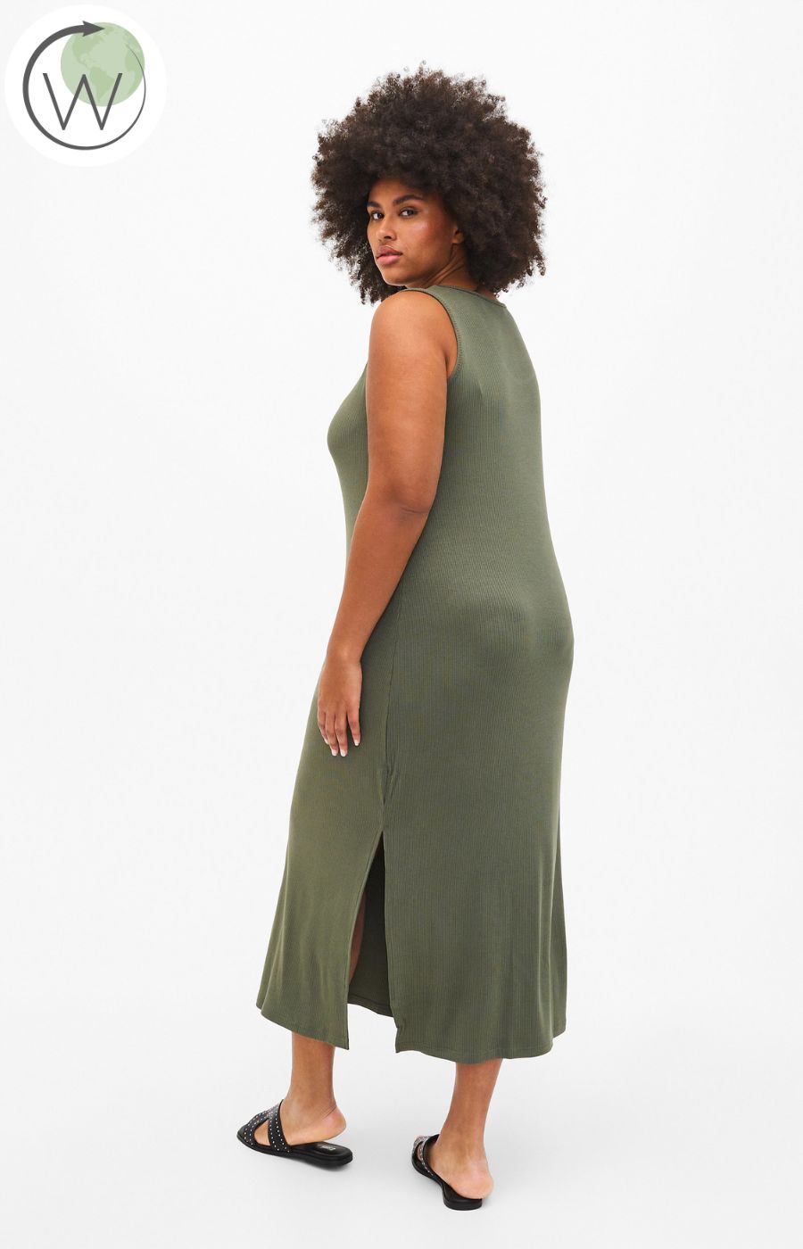 Zizzi Sleeveless Carly Dress in Khaki