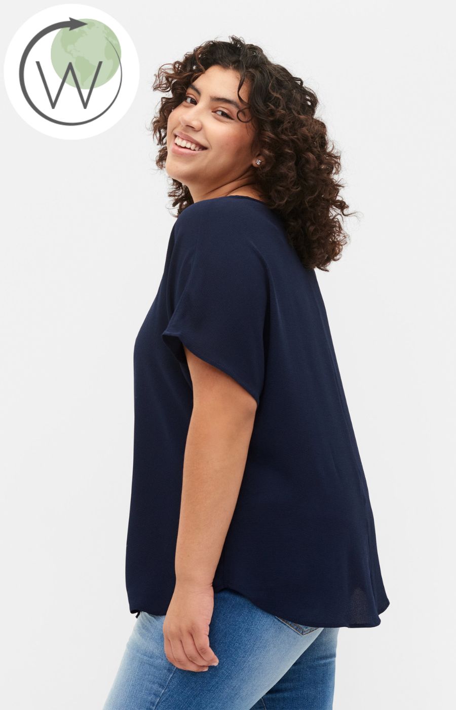 Zizzi Anni Blouse in Navy