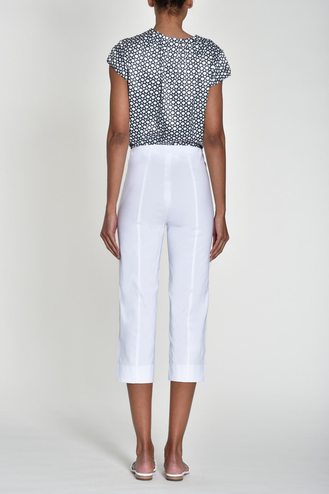 Robell Crop Trousers | White - Wardrobe Plus