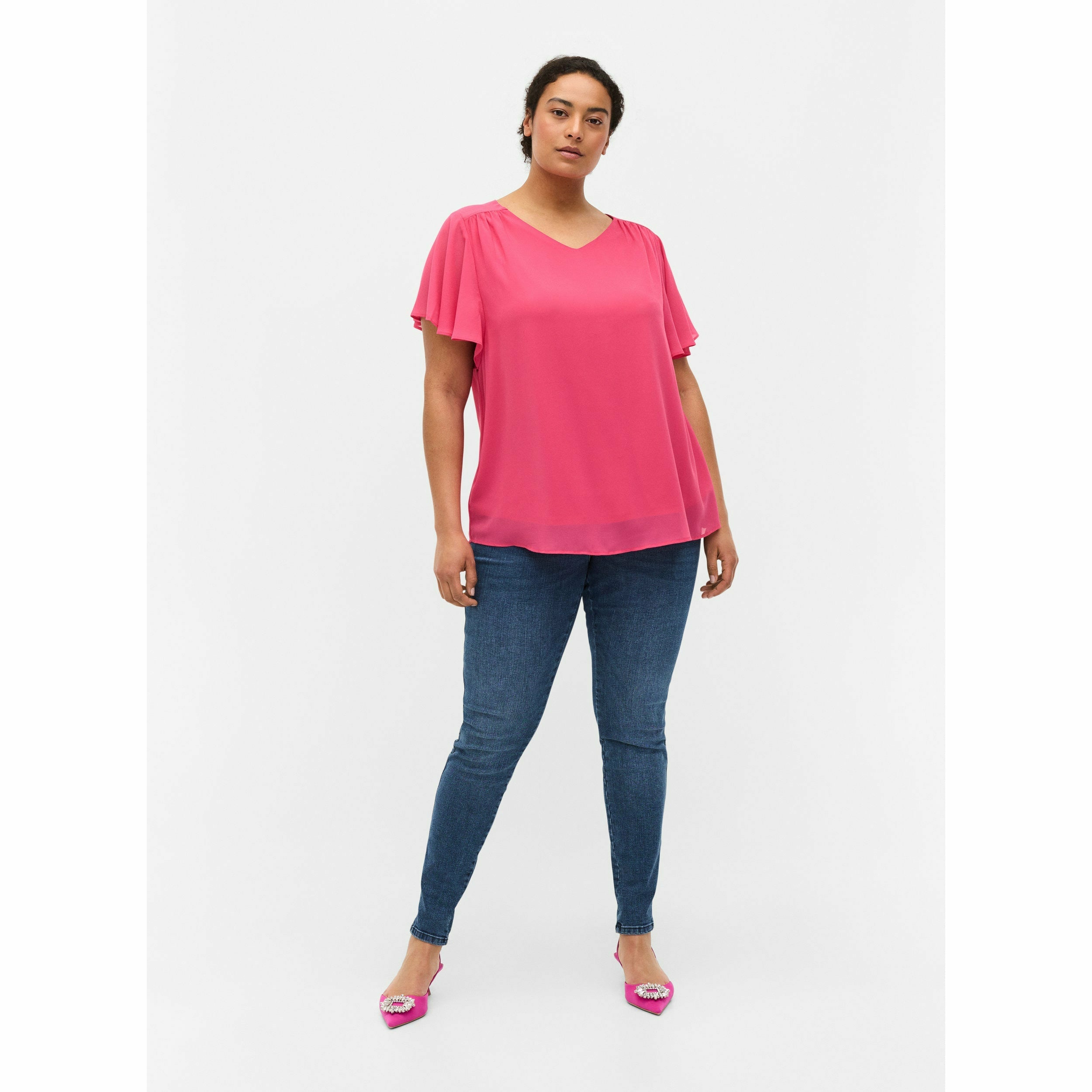 Zizzi Jagger Blouse in Pink - Wardrobe Plus