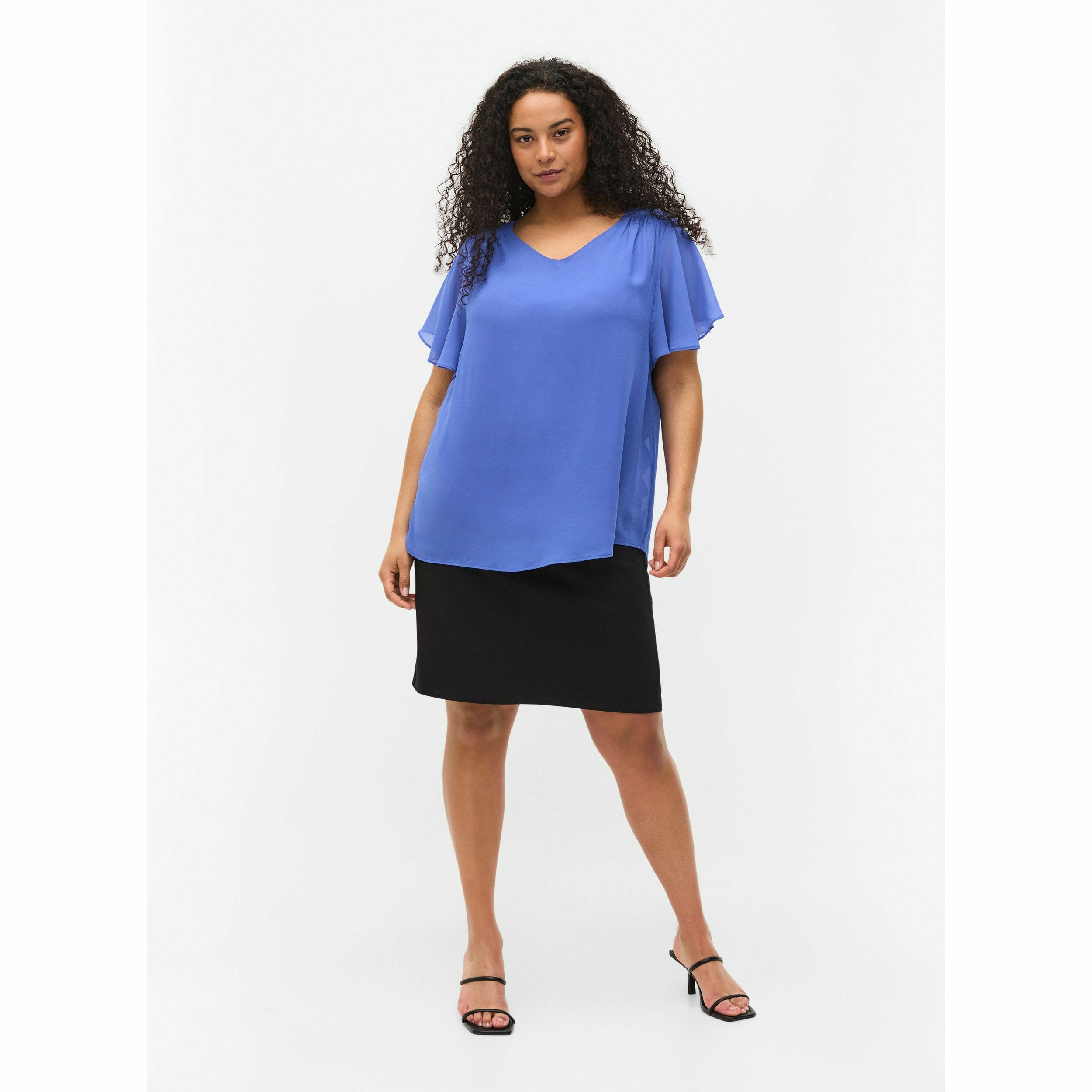 Zizzi Jagger Blouse in Blue - Wardrobe Plus