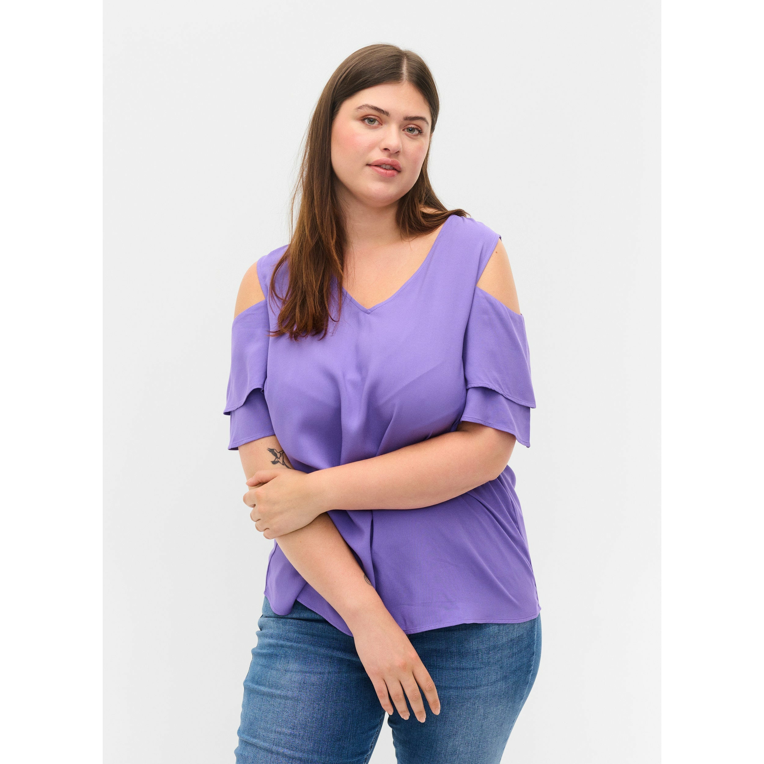 Zizzi Mei Blouse in Purple - Wardrobe Plus