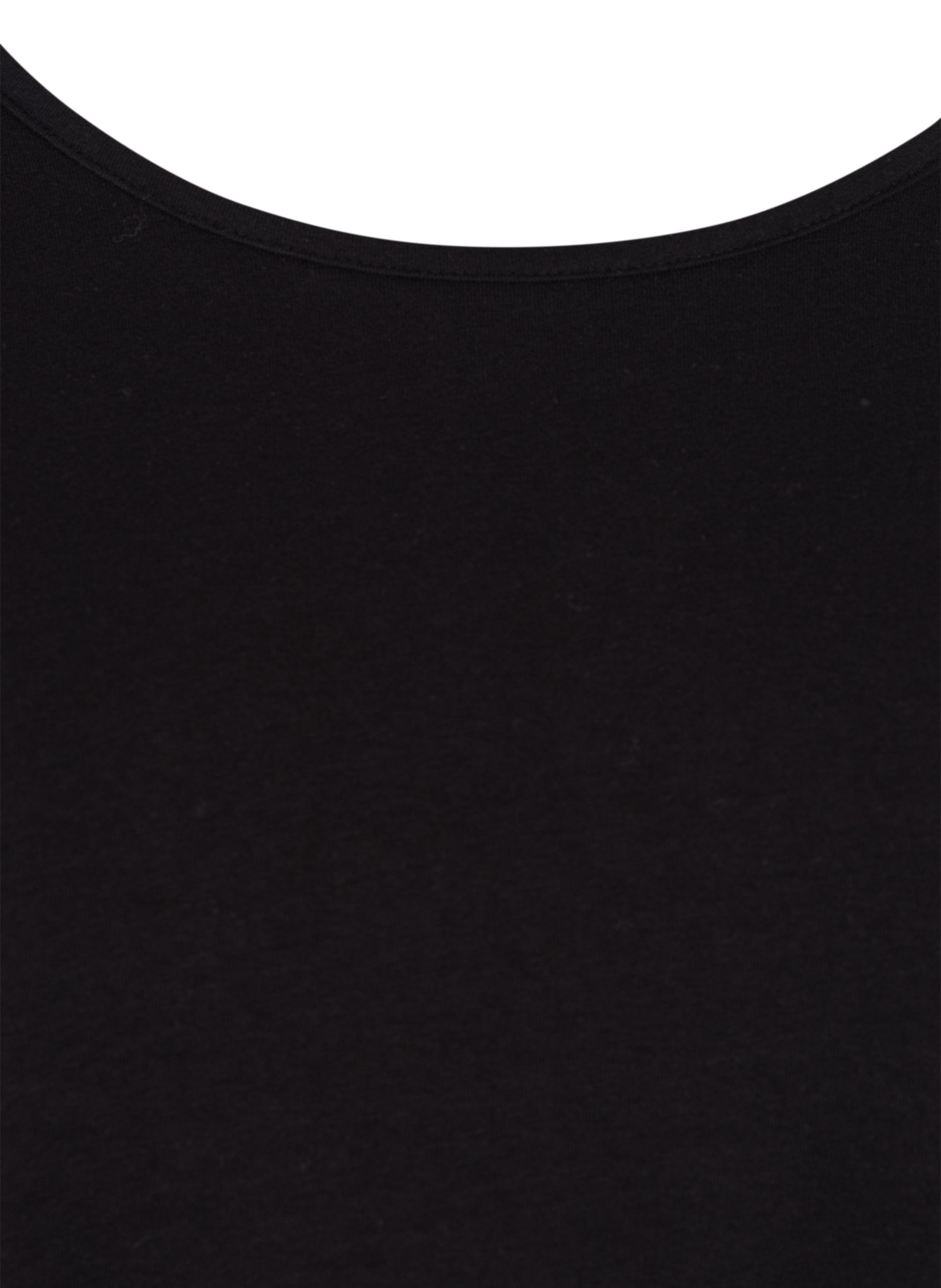 Zizzi Cotton 3/4 Sleeve Top in Black