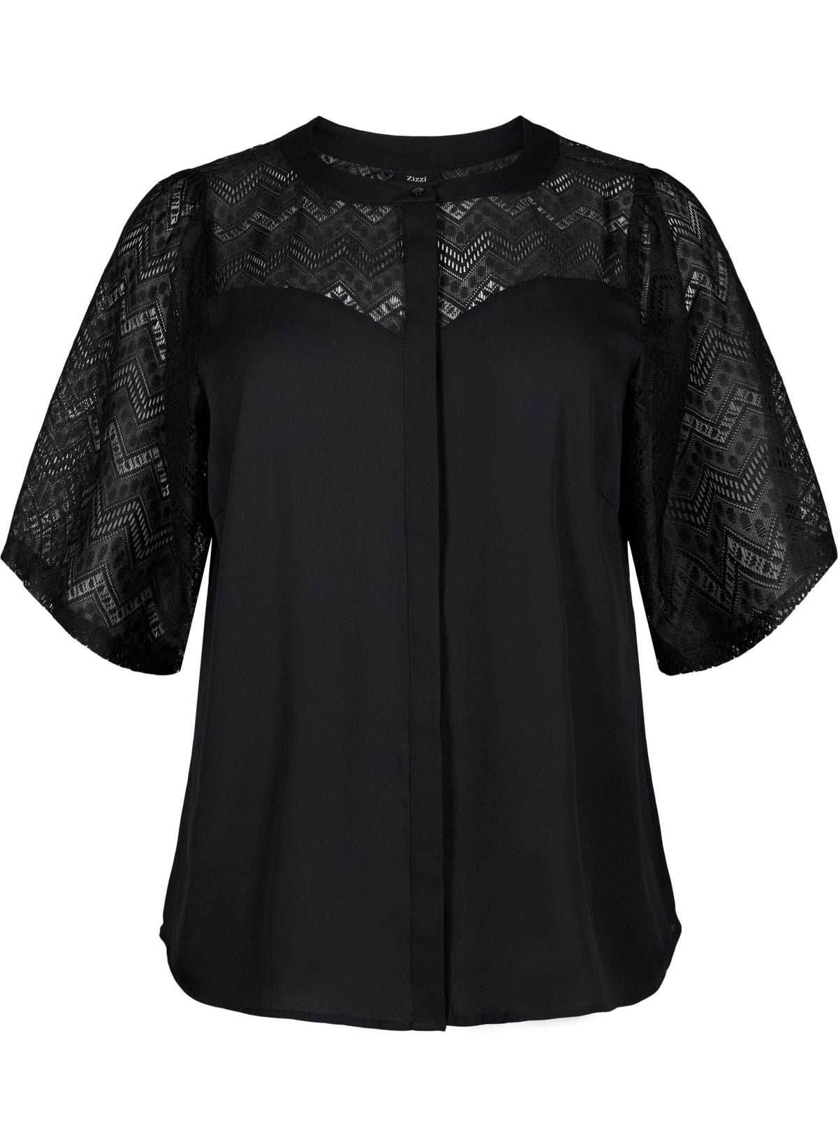Zizzi Seli Shirt Blouse in Black Lace