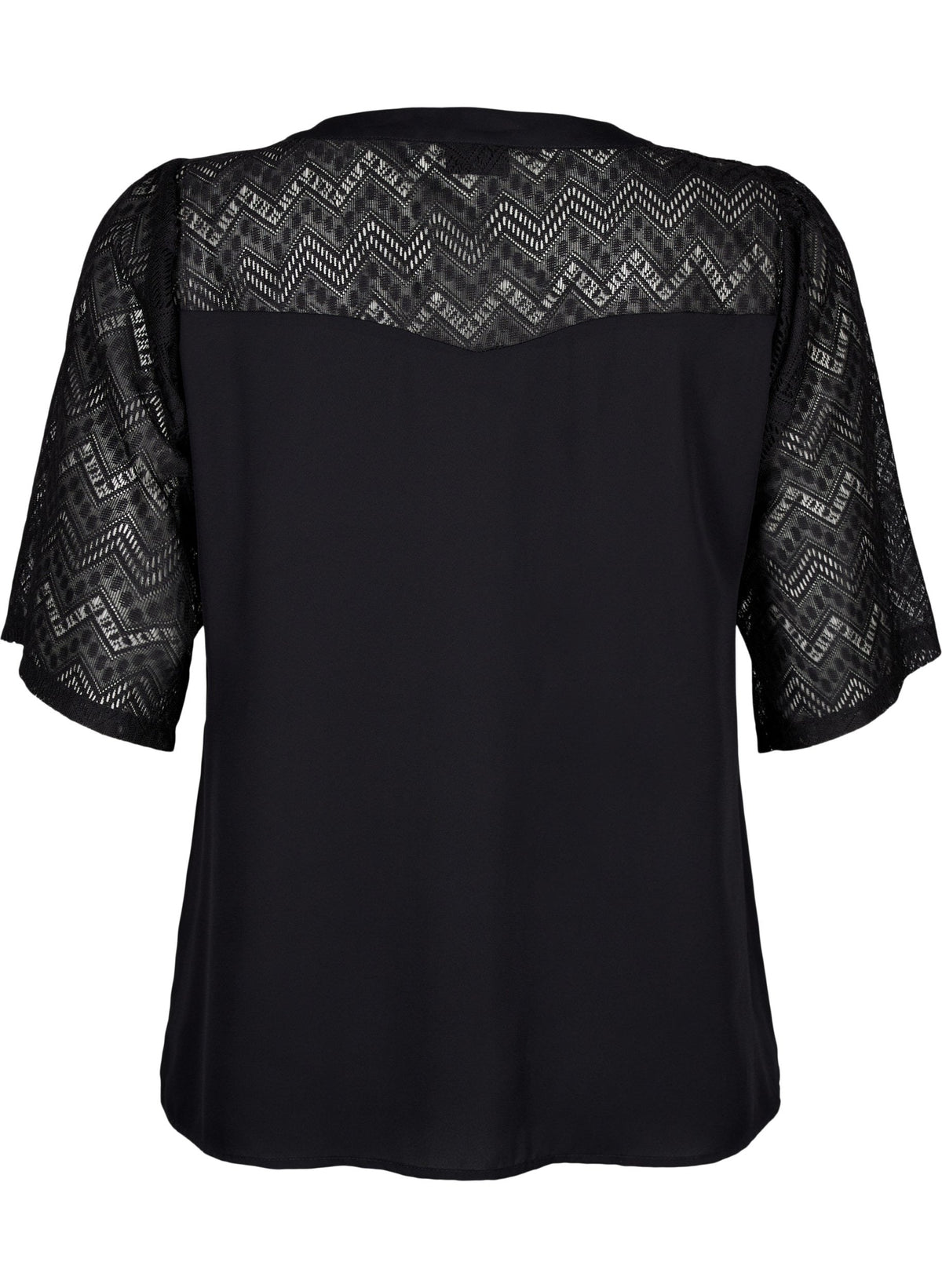 Zizzi Seli Shirt Blouse in Black Lace