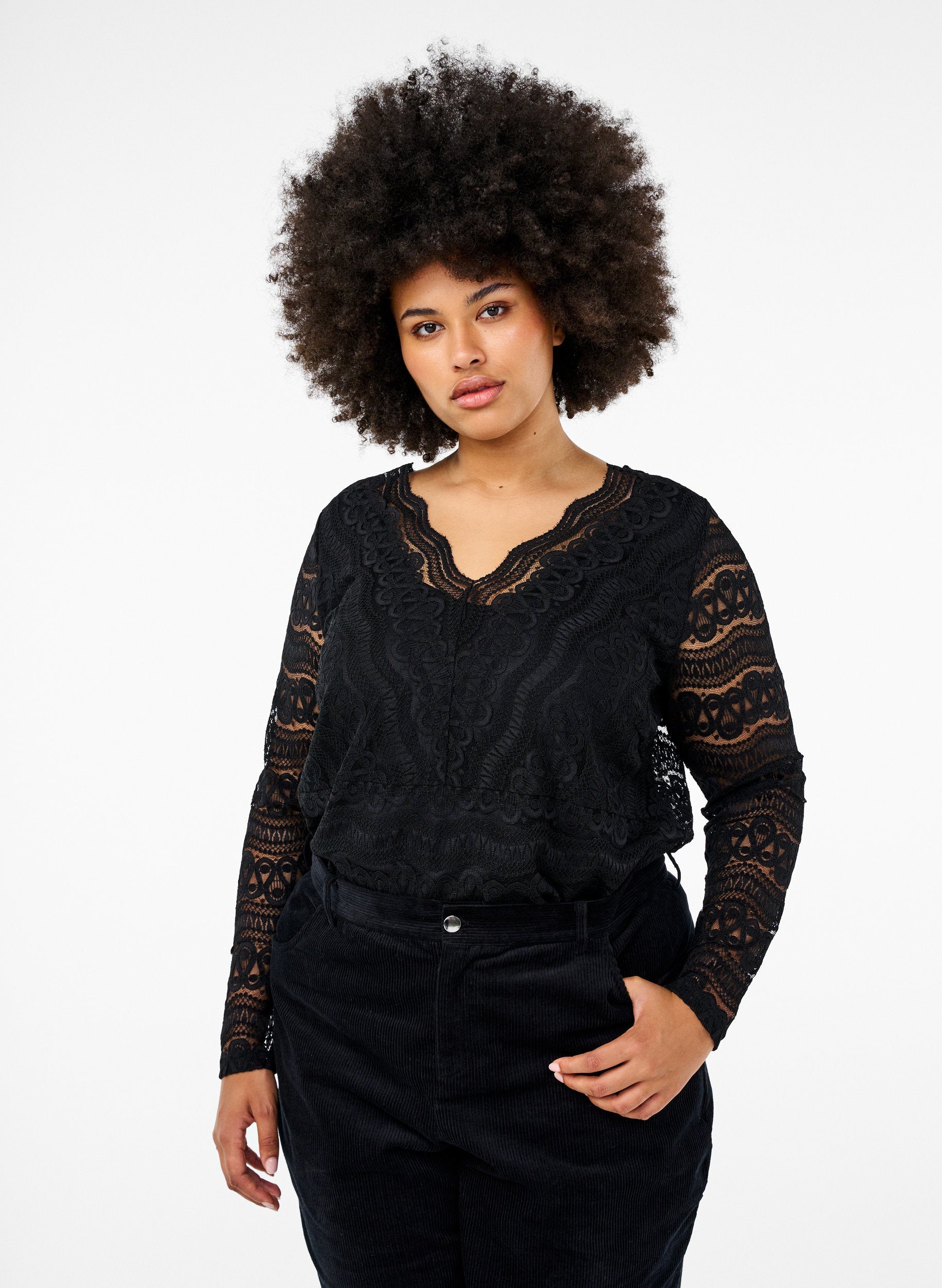 Zizzi Dana Lace Blouse in Black