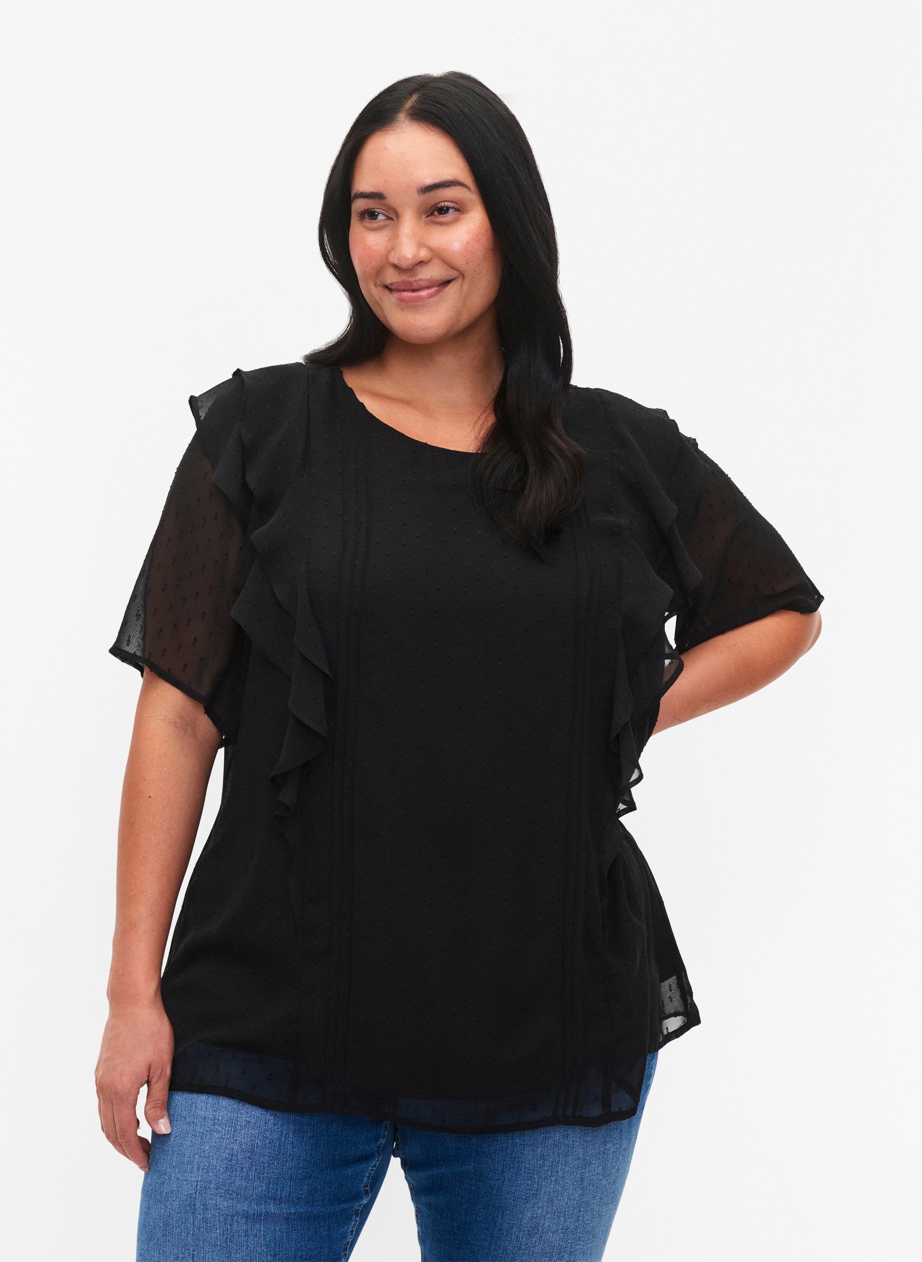 Zizzi Dotte Blouse in Black