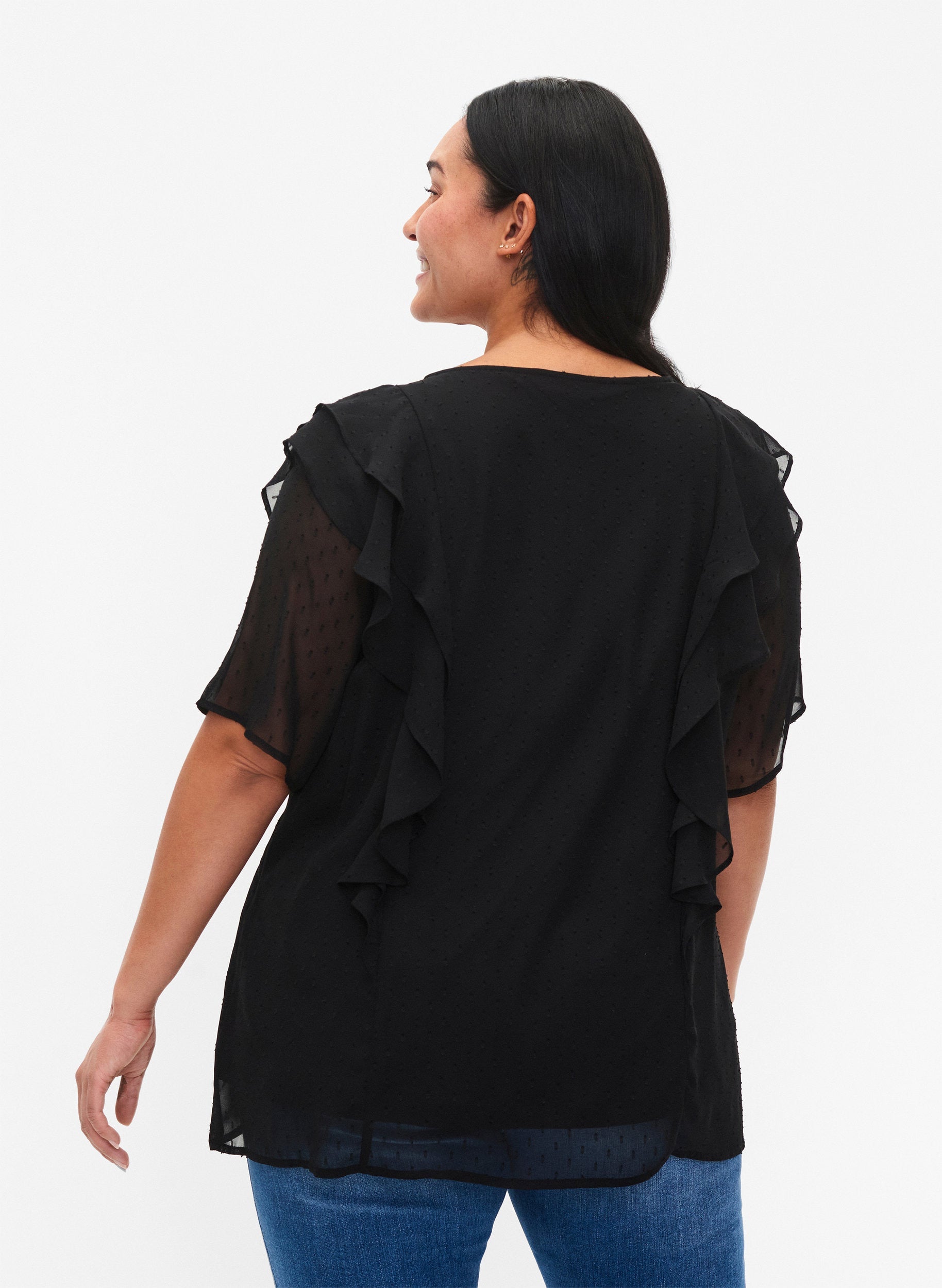 Zizzi Dotte Blouse in Black