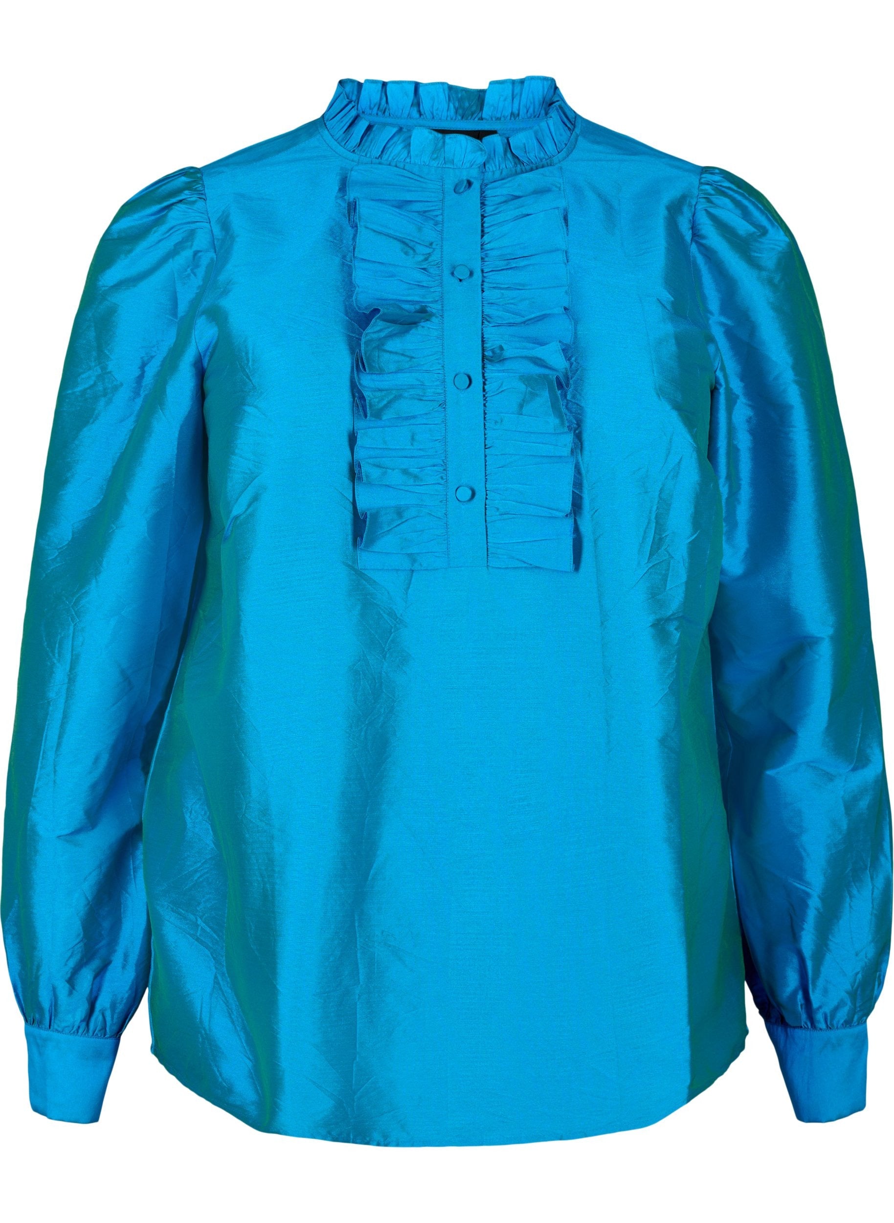 Zizzi Julia Blouse in Metallic Blue