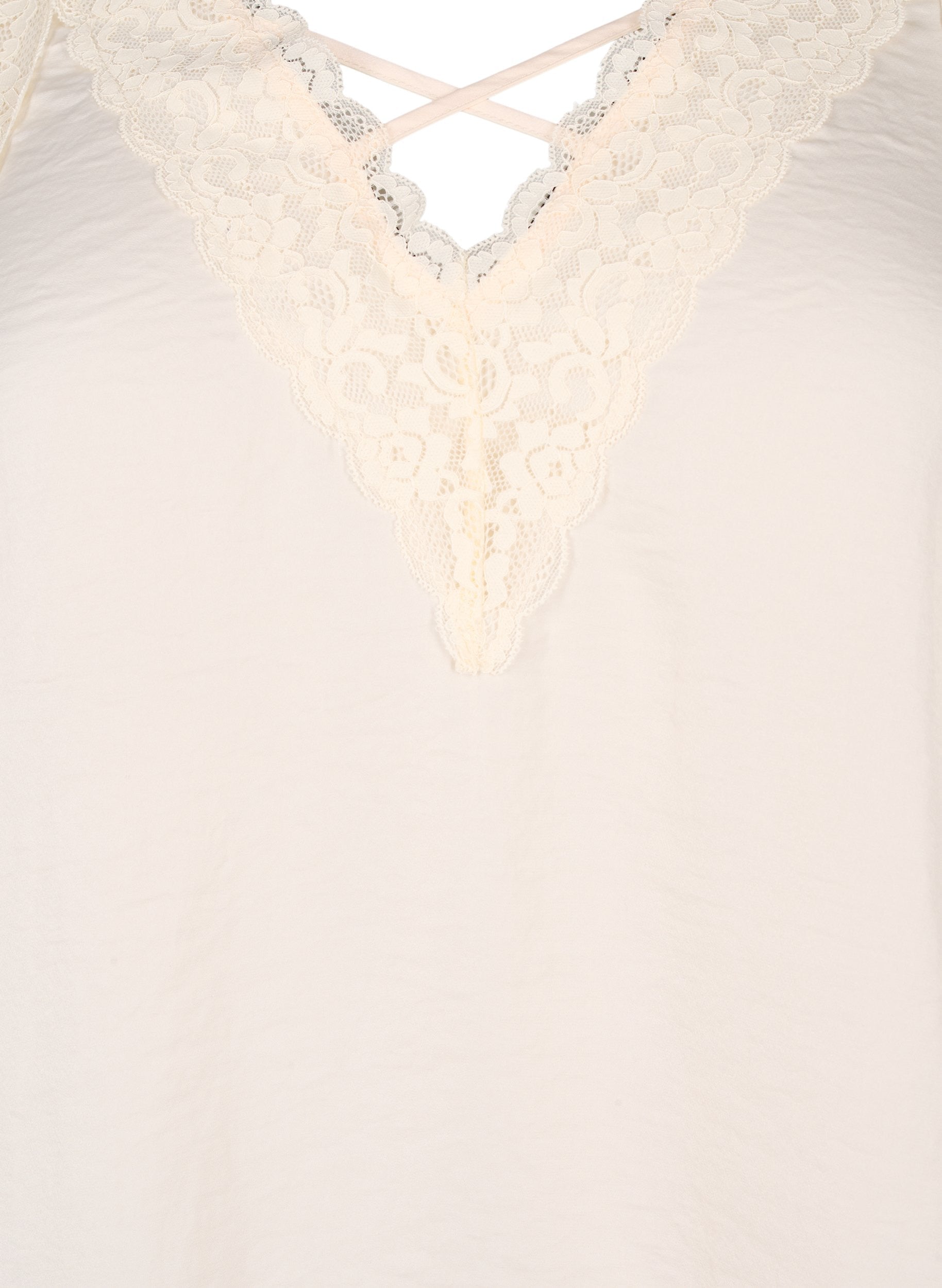 Zizzi Lace Trim Vest in Cream