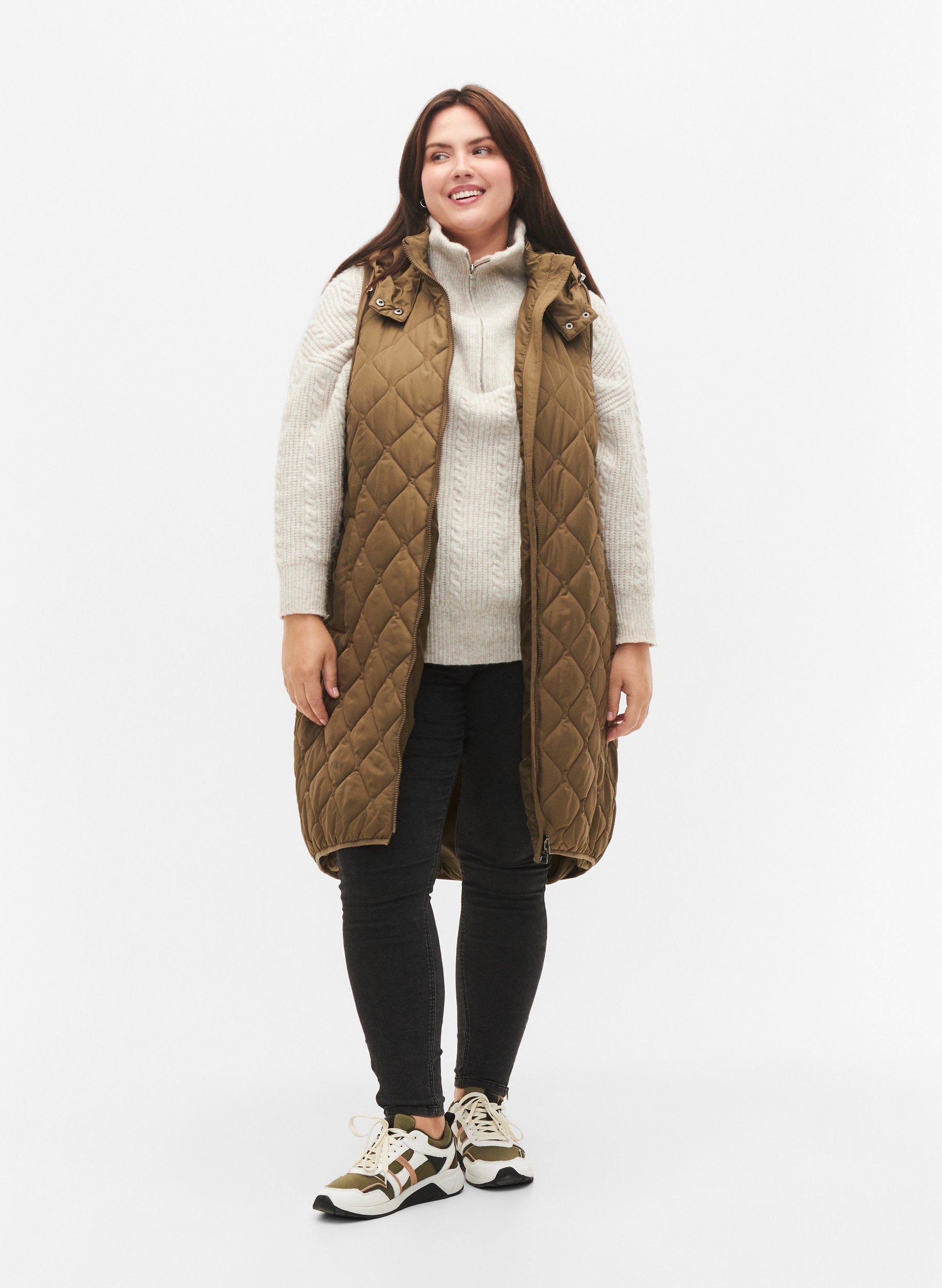 Zizzi Tammi Gilet in Khaki