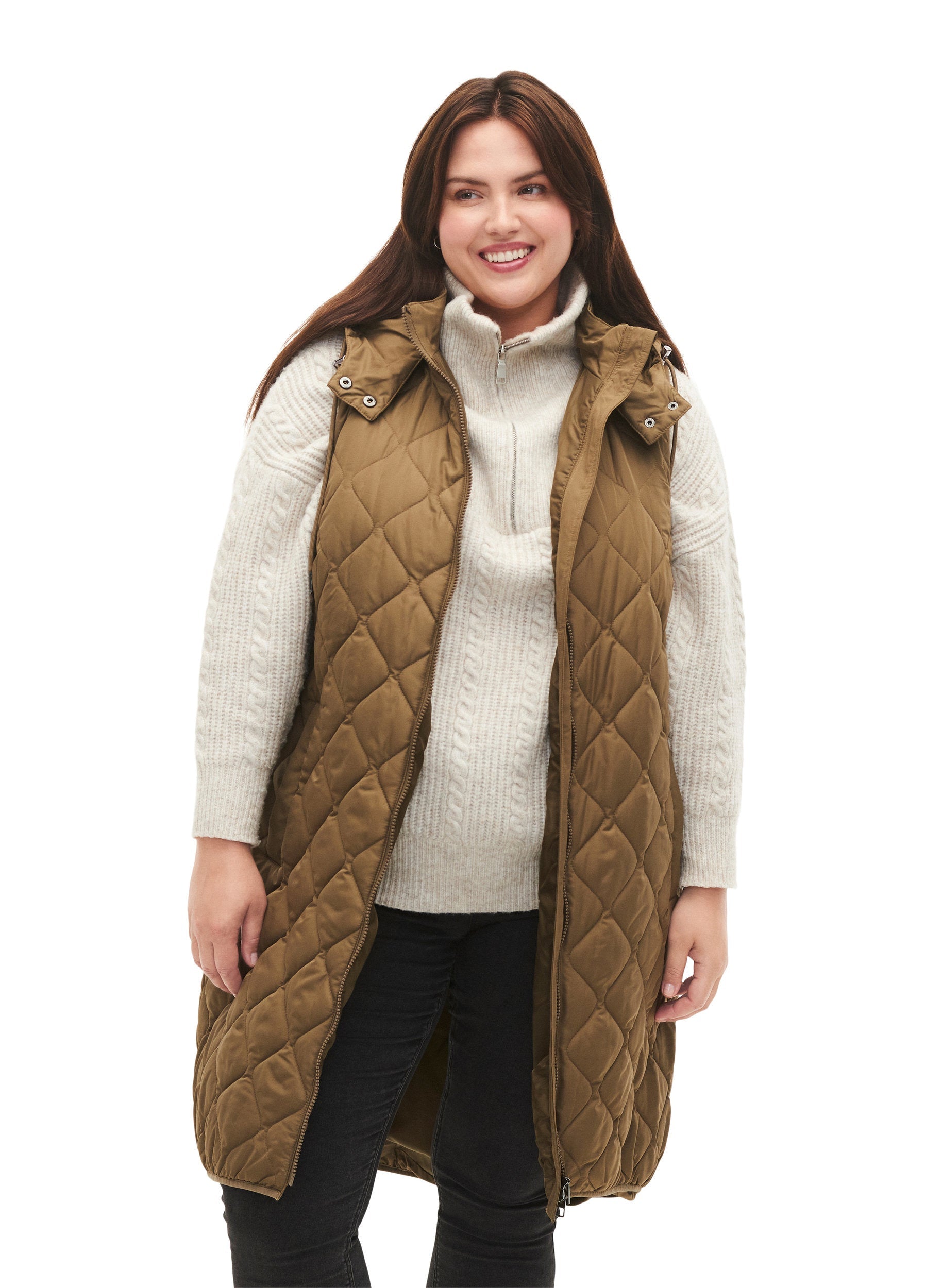 Zizzi Tammi Gilet in Khaki