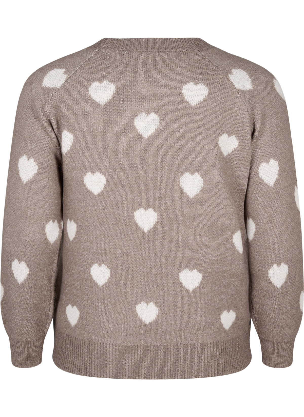 Zizzi Heart Knit Jumper in Beige
