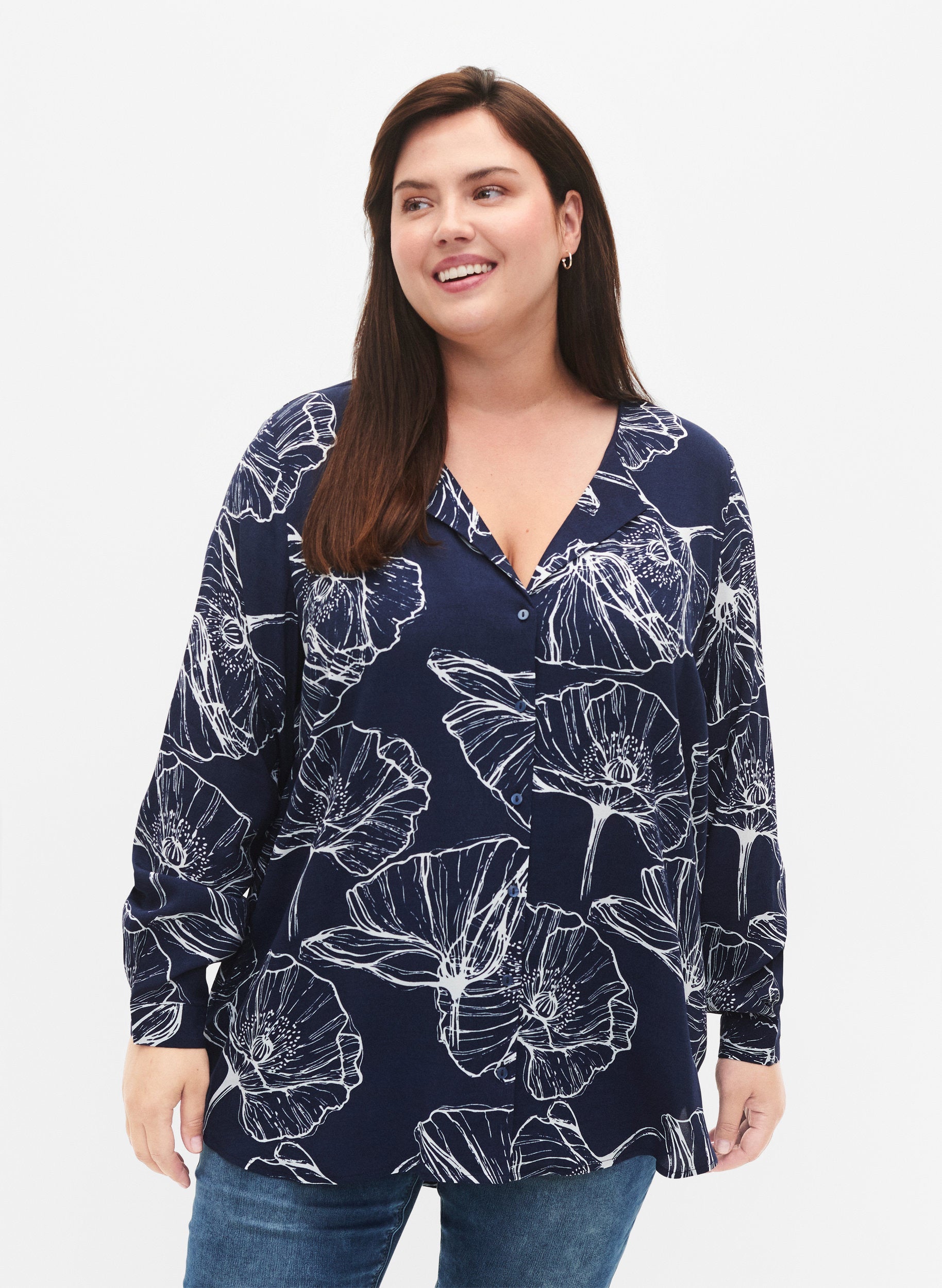 Zizzi Bella Blouse in Navy