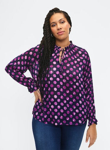 Zizzi Lucy Dot Print Blouse