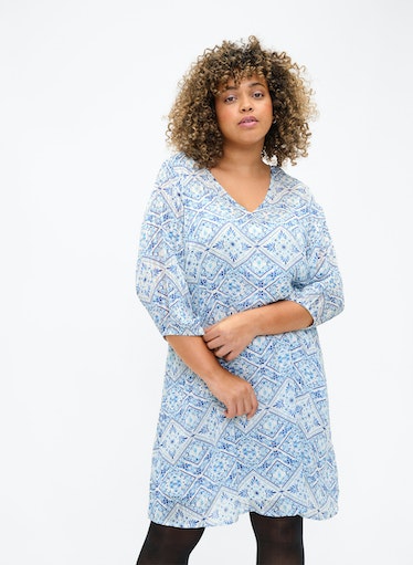 Zizzi Lucy Dress in Blue Print