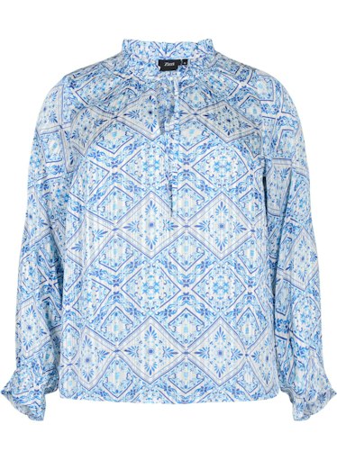 Zizzi Lucy Blue Print Blouse