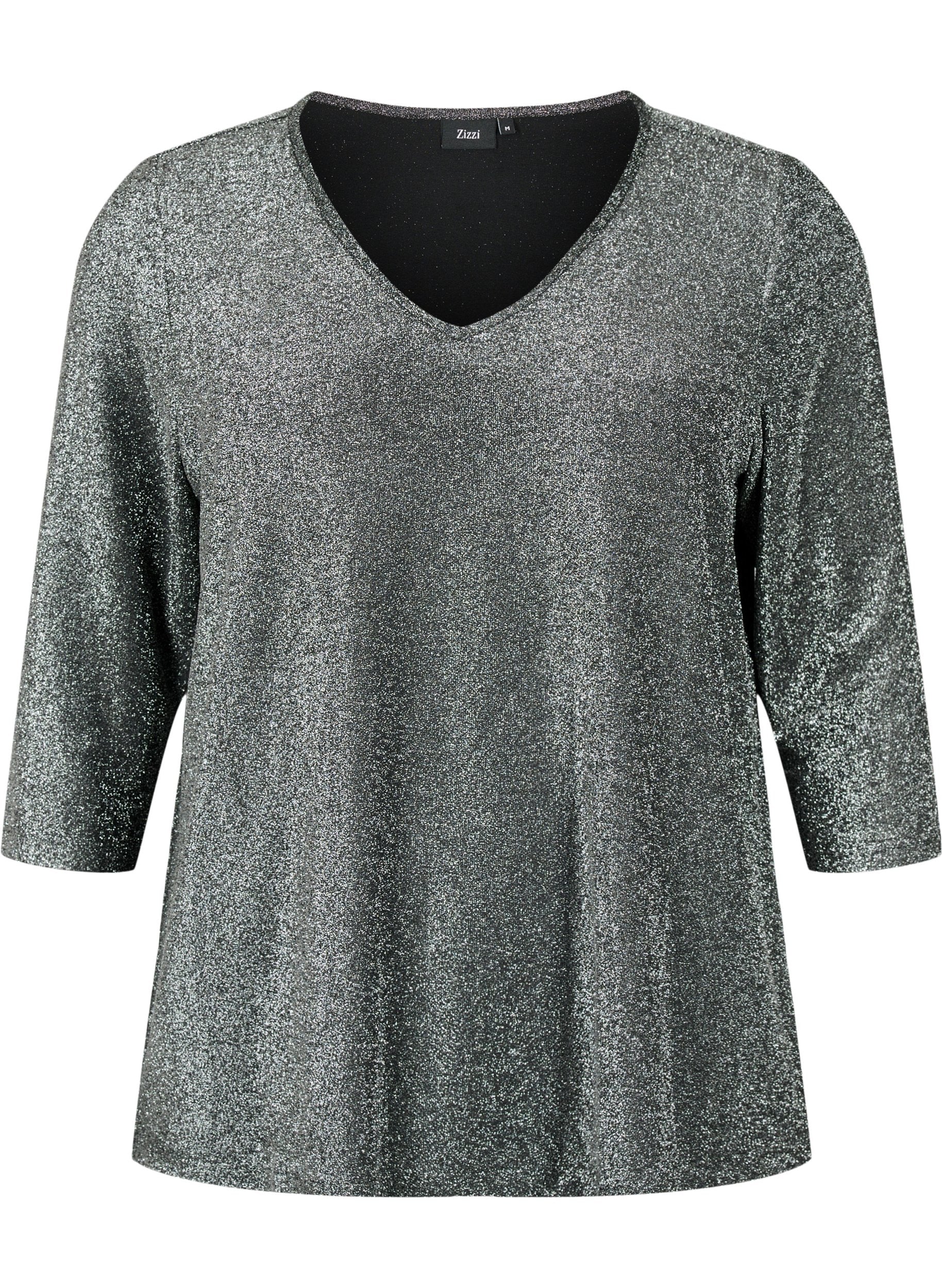 Zizzi Dania Sparkle Top in Silver