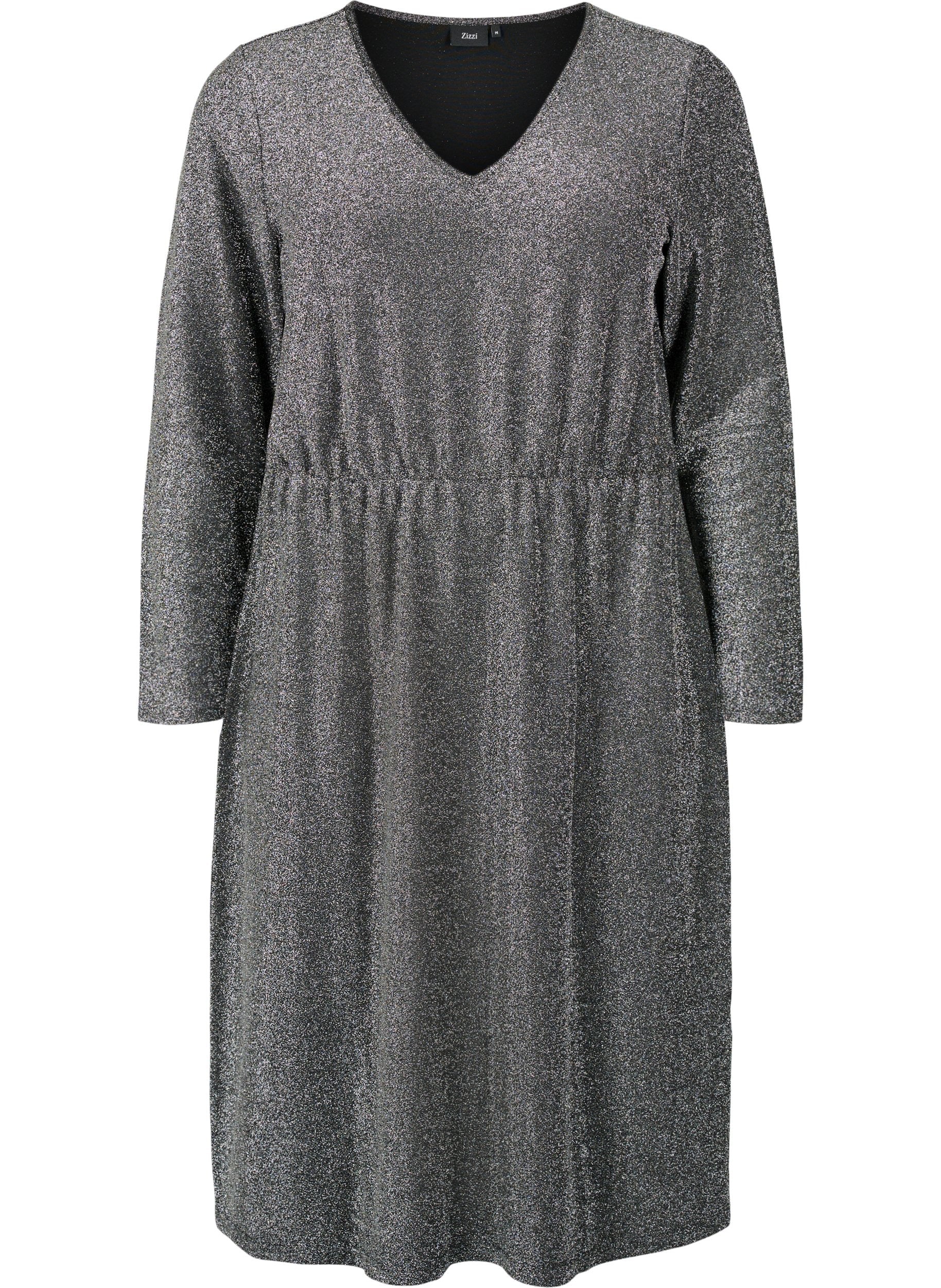 Zizzi Dania Sparkle Dress in Silver