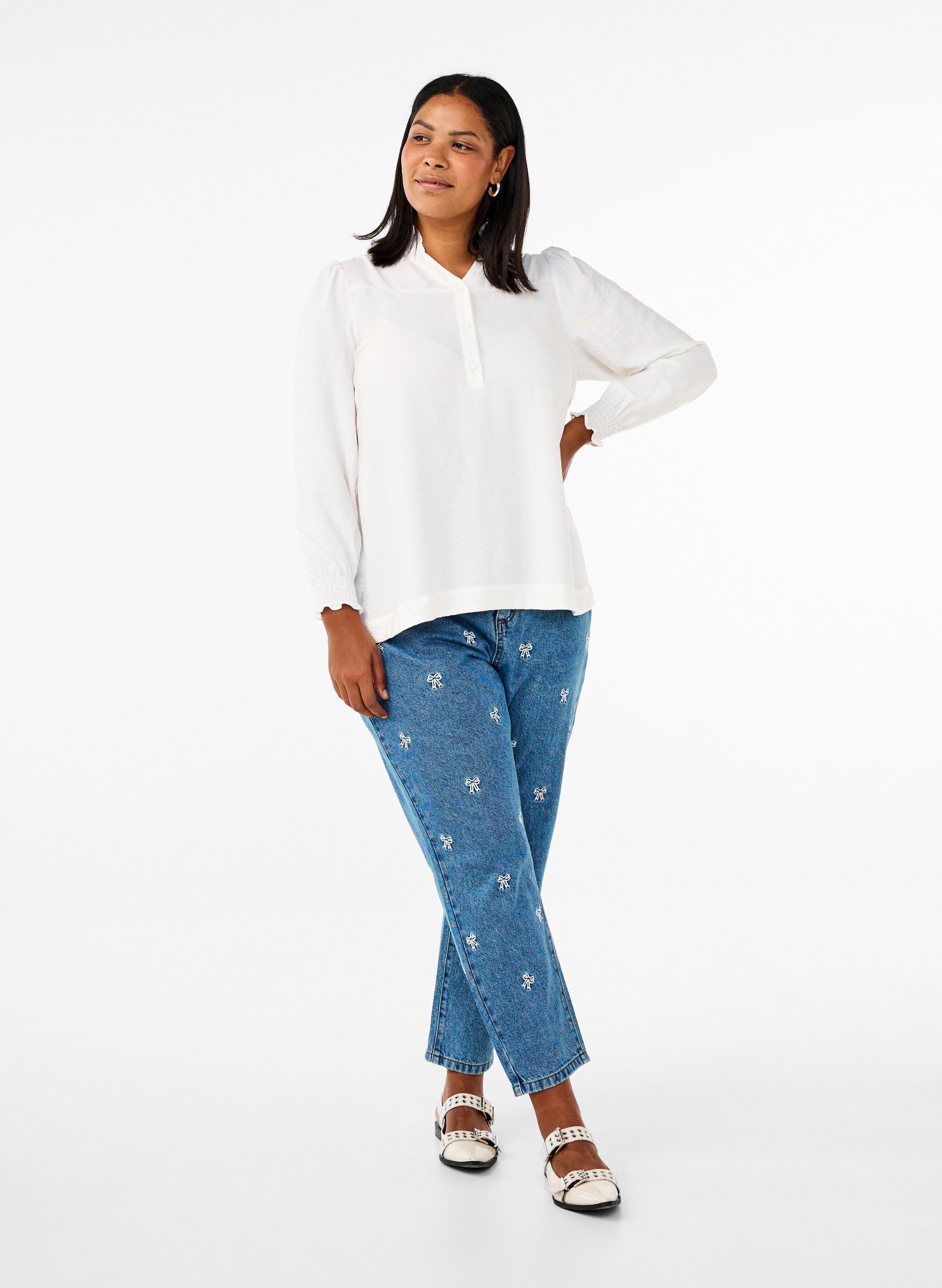 Zizzi Millie Bow Jeans in Blue