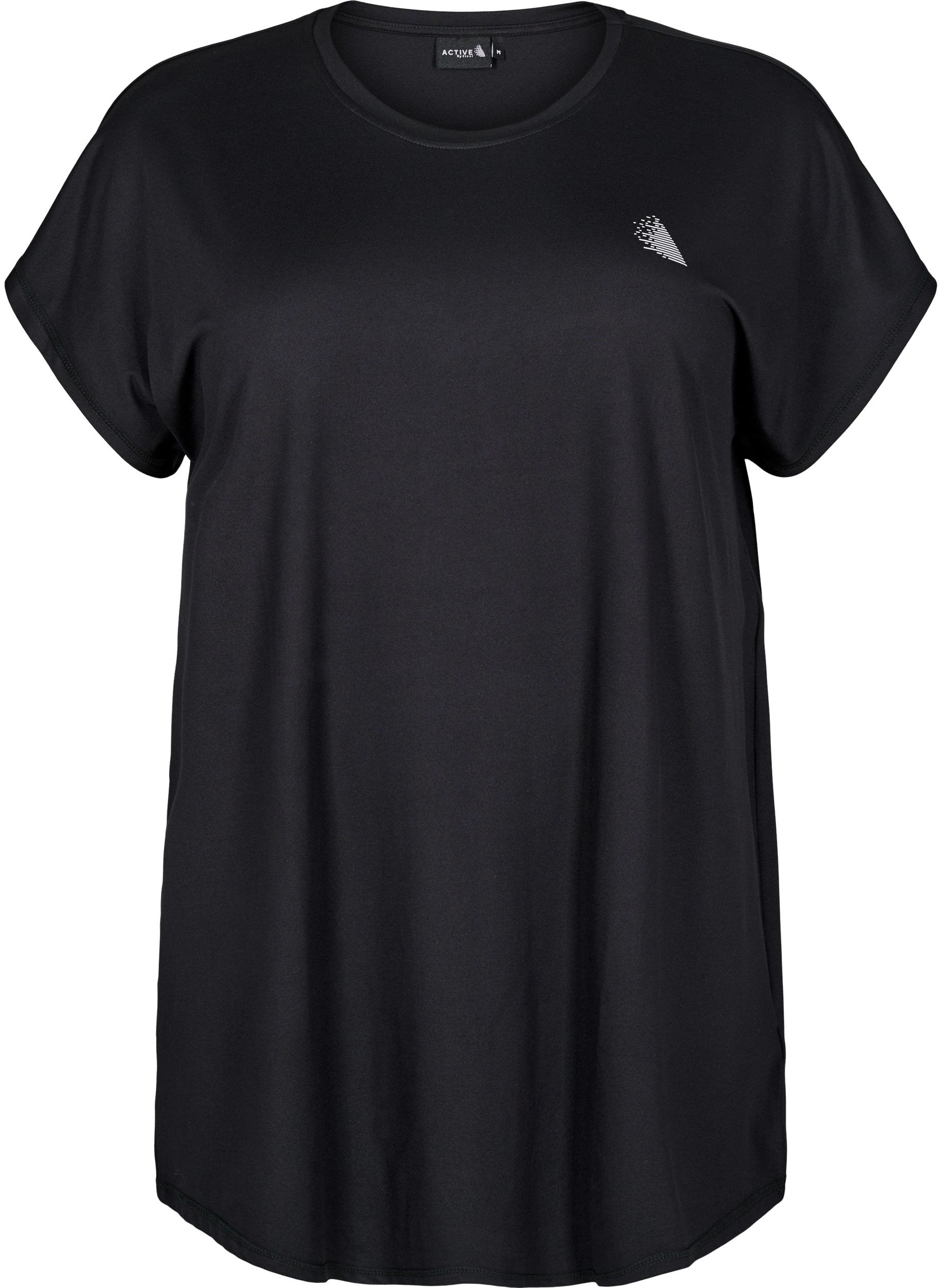 Zizzi Active Long T-Shirt in Black