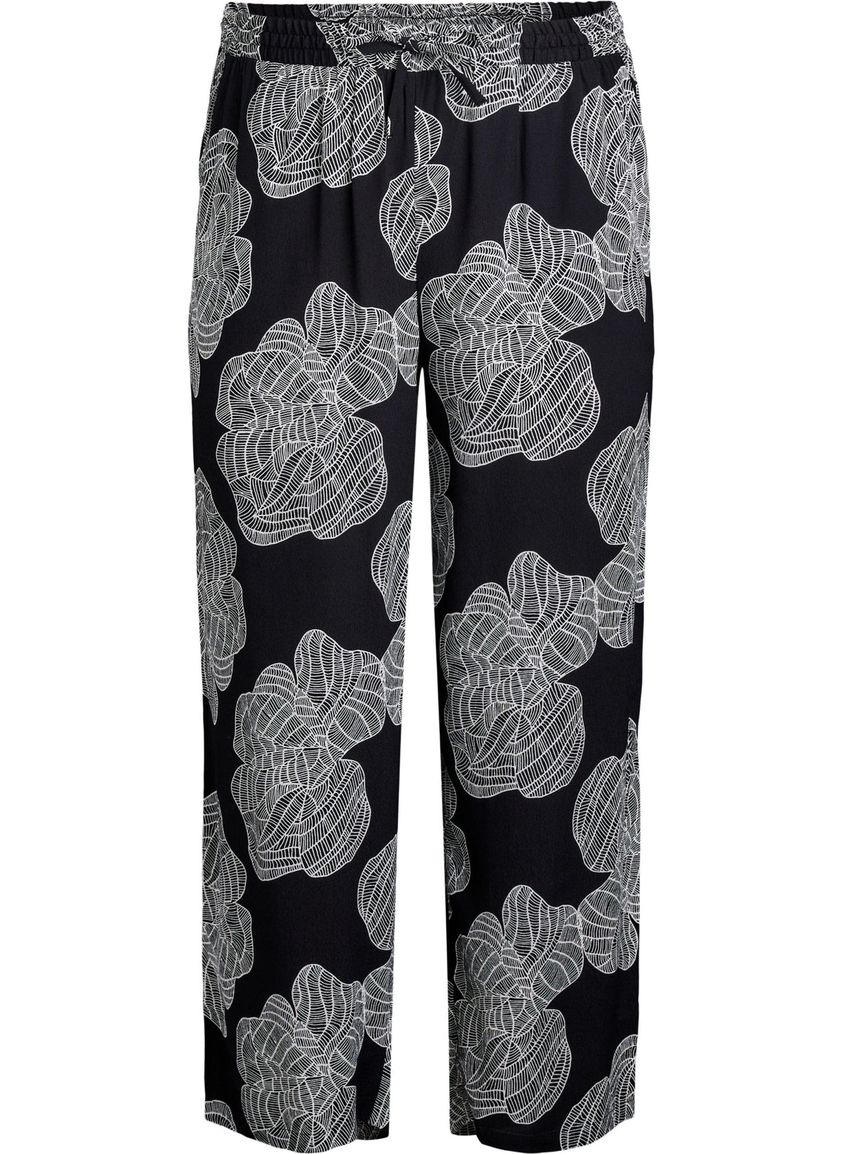 Zizzi Bella Trousers in Black Flower