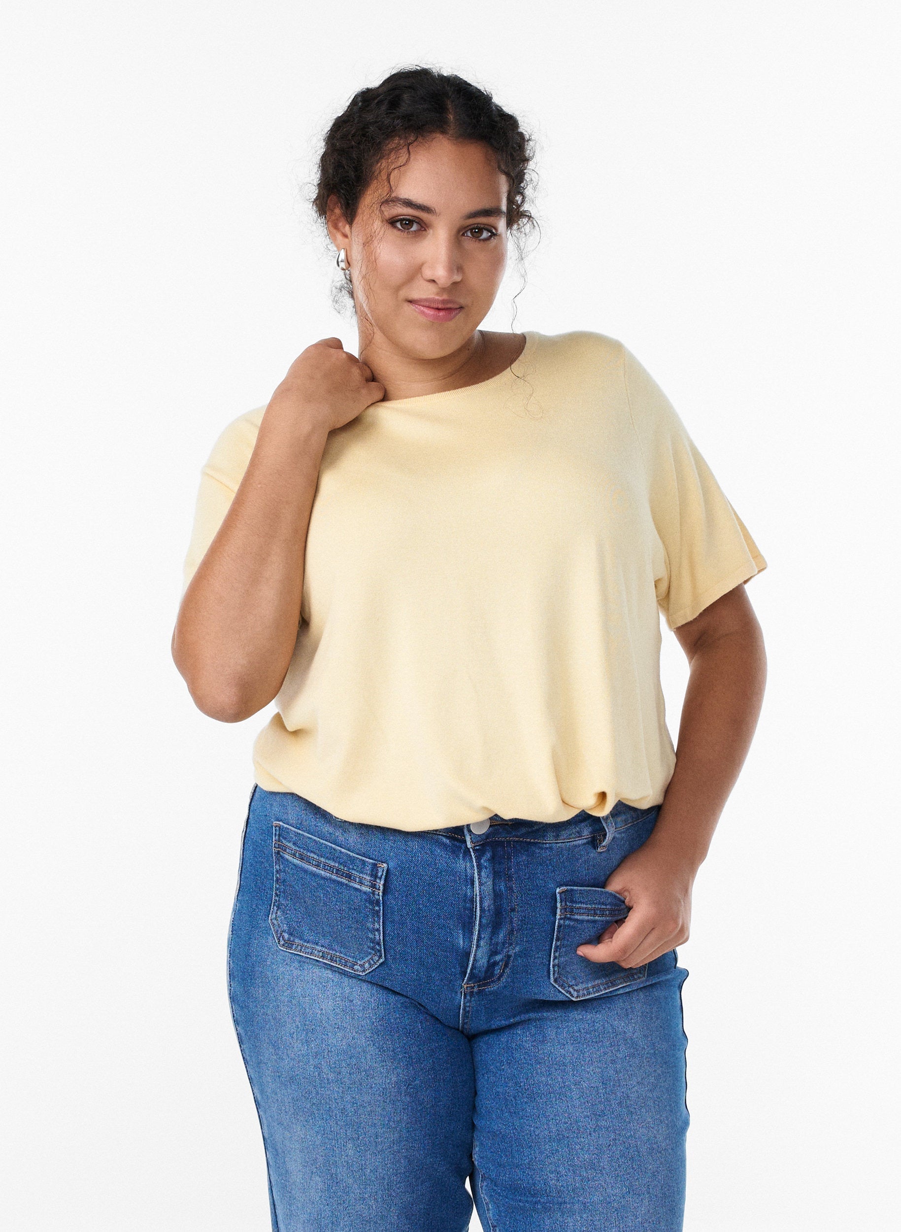 Zizzi Callie Knit Top in Sunlight