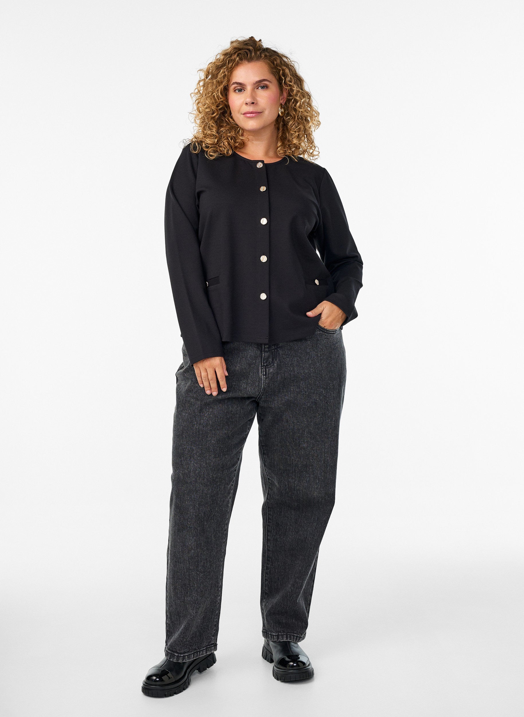 Zizzi Cerise Cardigan in Black