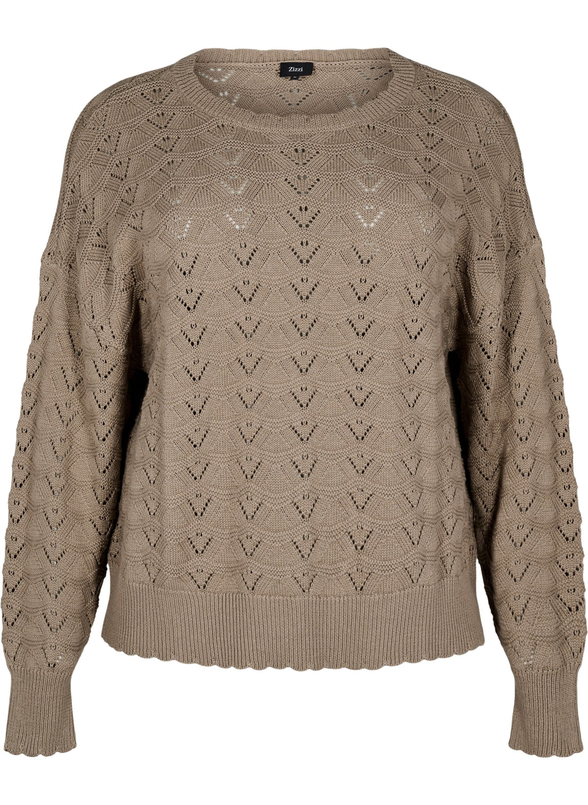 Zizzi Emmi Knit Jumper in Taupe