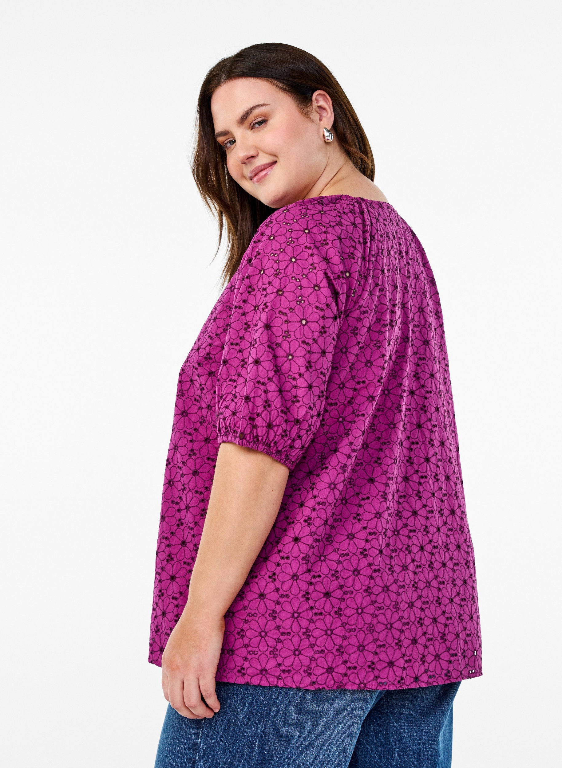 Zizzi Jenny Blouse in Magenta