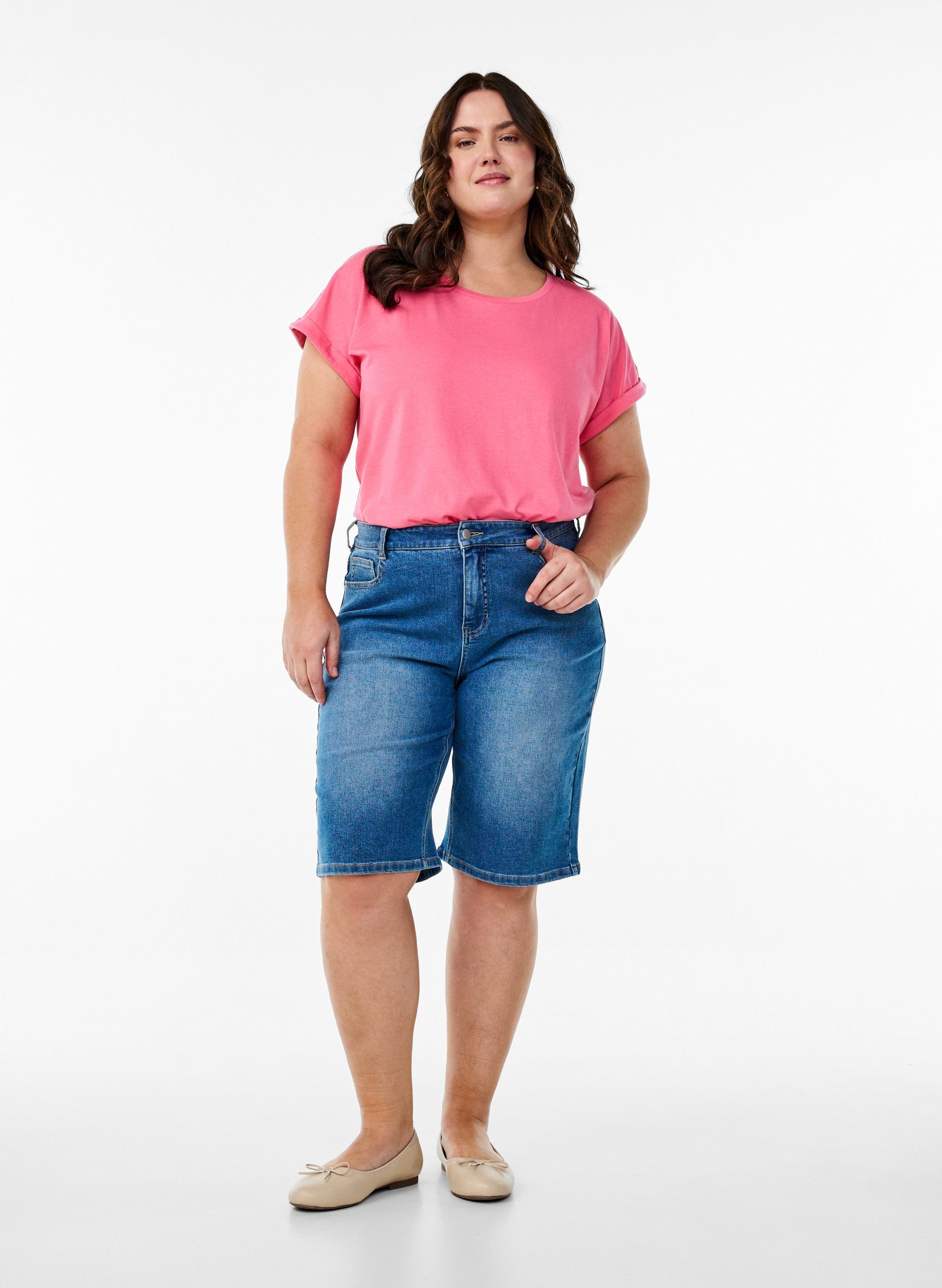 Zizzi Katja T-Shirt in Bubblegum Pink