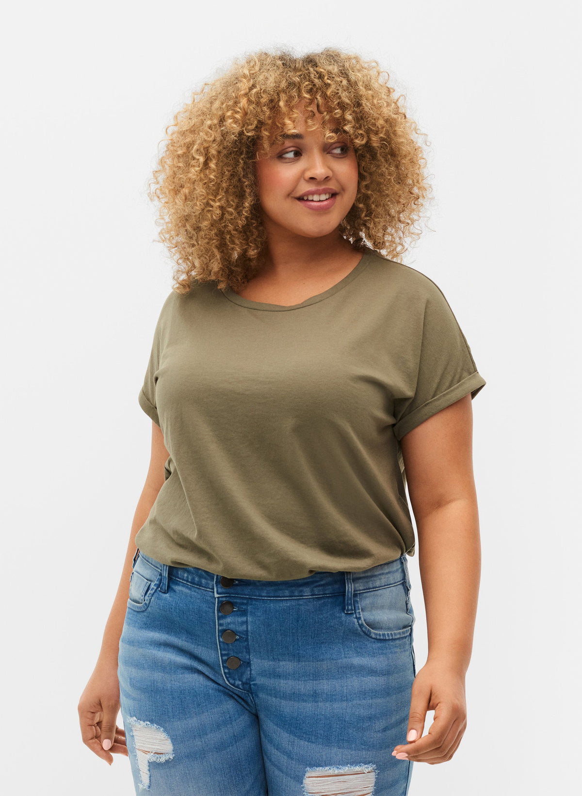 Zizzi Katja T-Shirt in Khaki