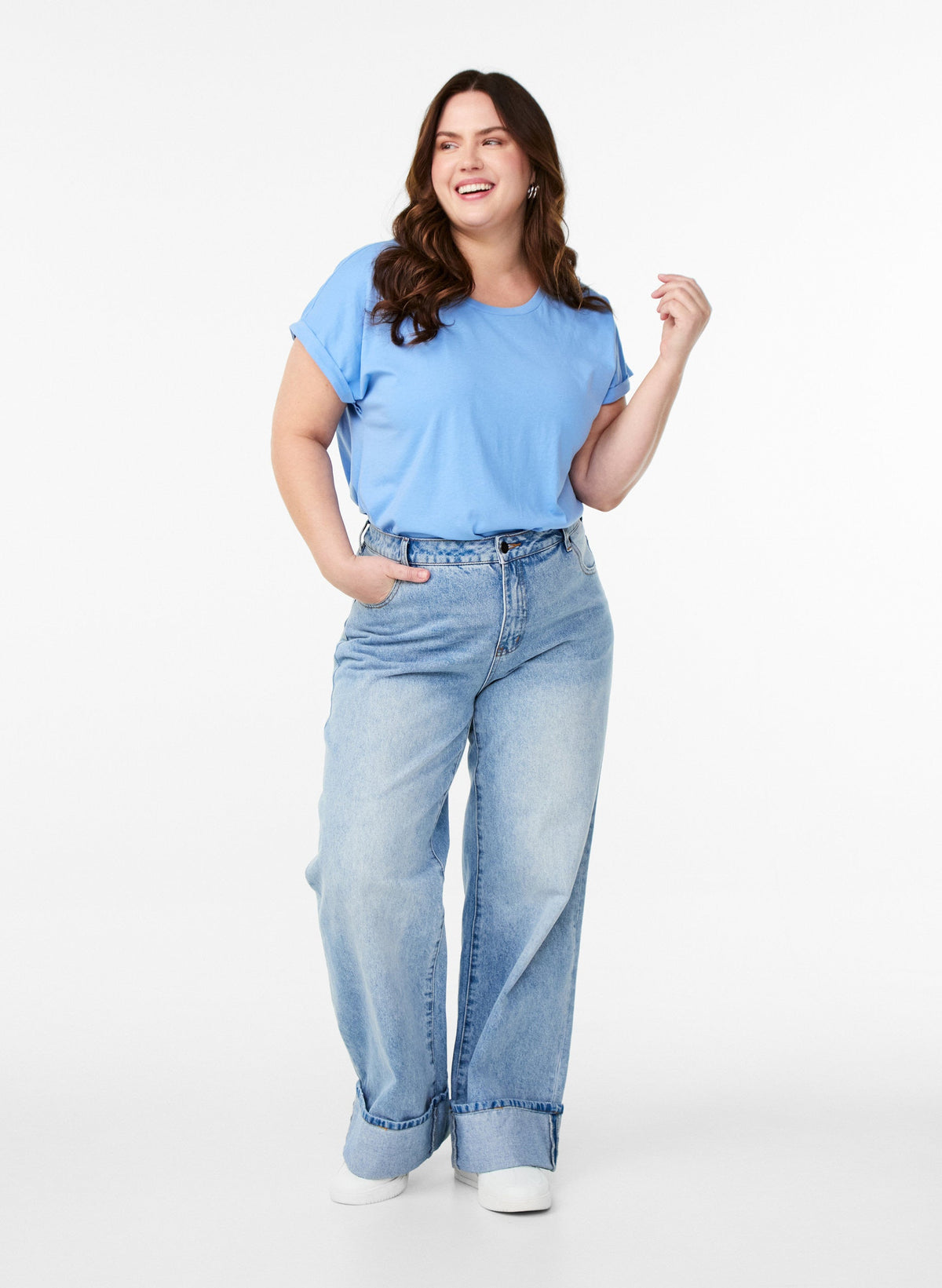 Zizzi Katja T-Shirt in Light Blue