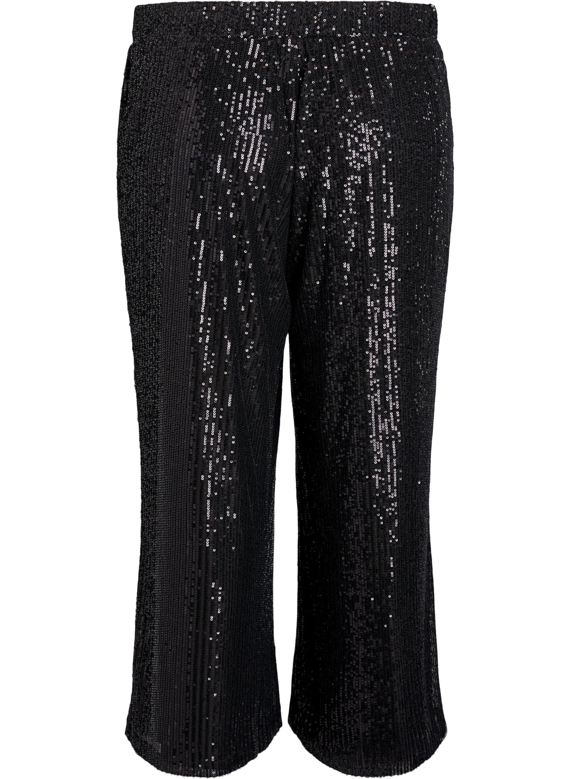 Zizzi Lina Sequin Trousers in Black