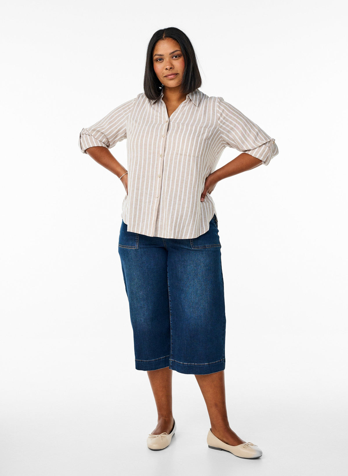 Zizzi Lina Shirt in Taupe