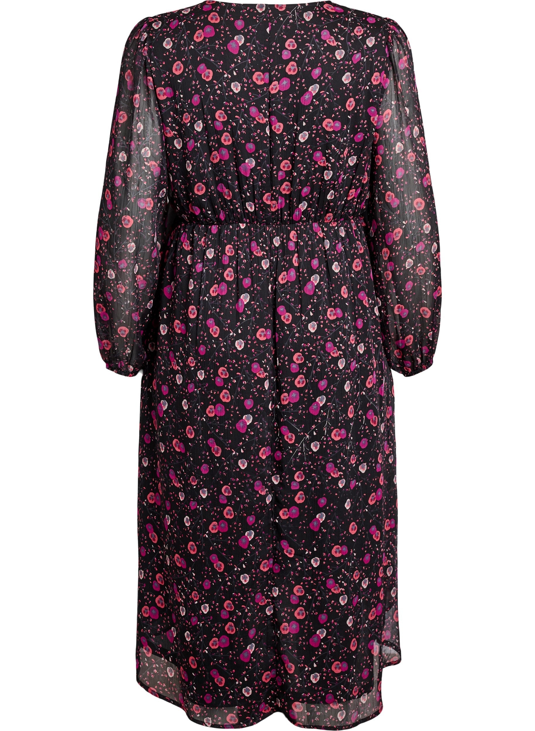 Zizzi Paula Floral Dress in Black