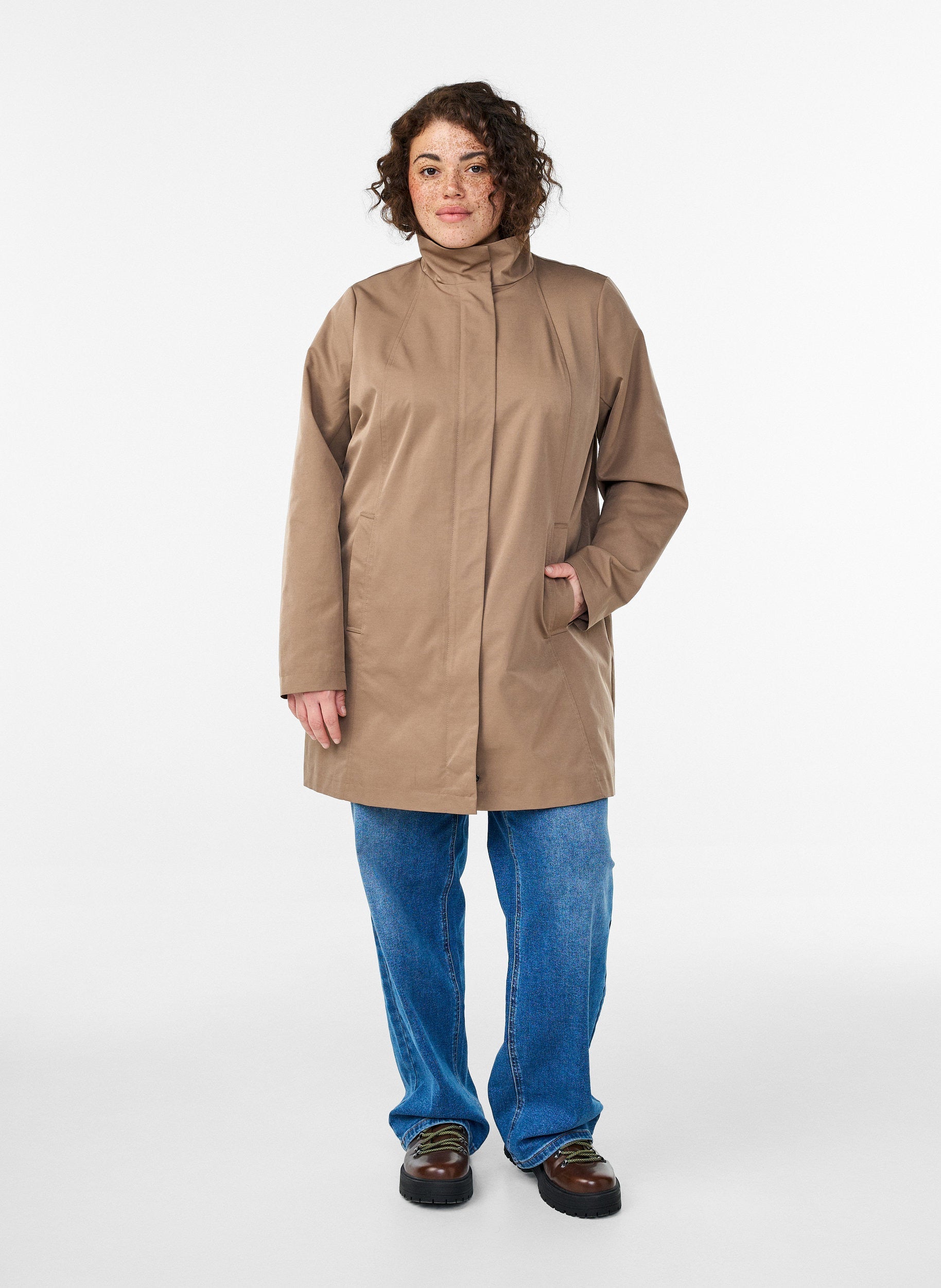 Zizzi Shelby Coat in Taupe