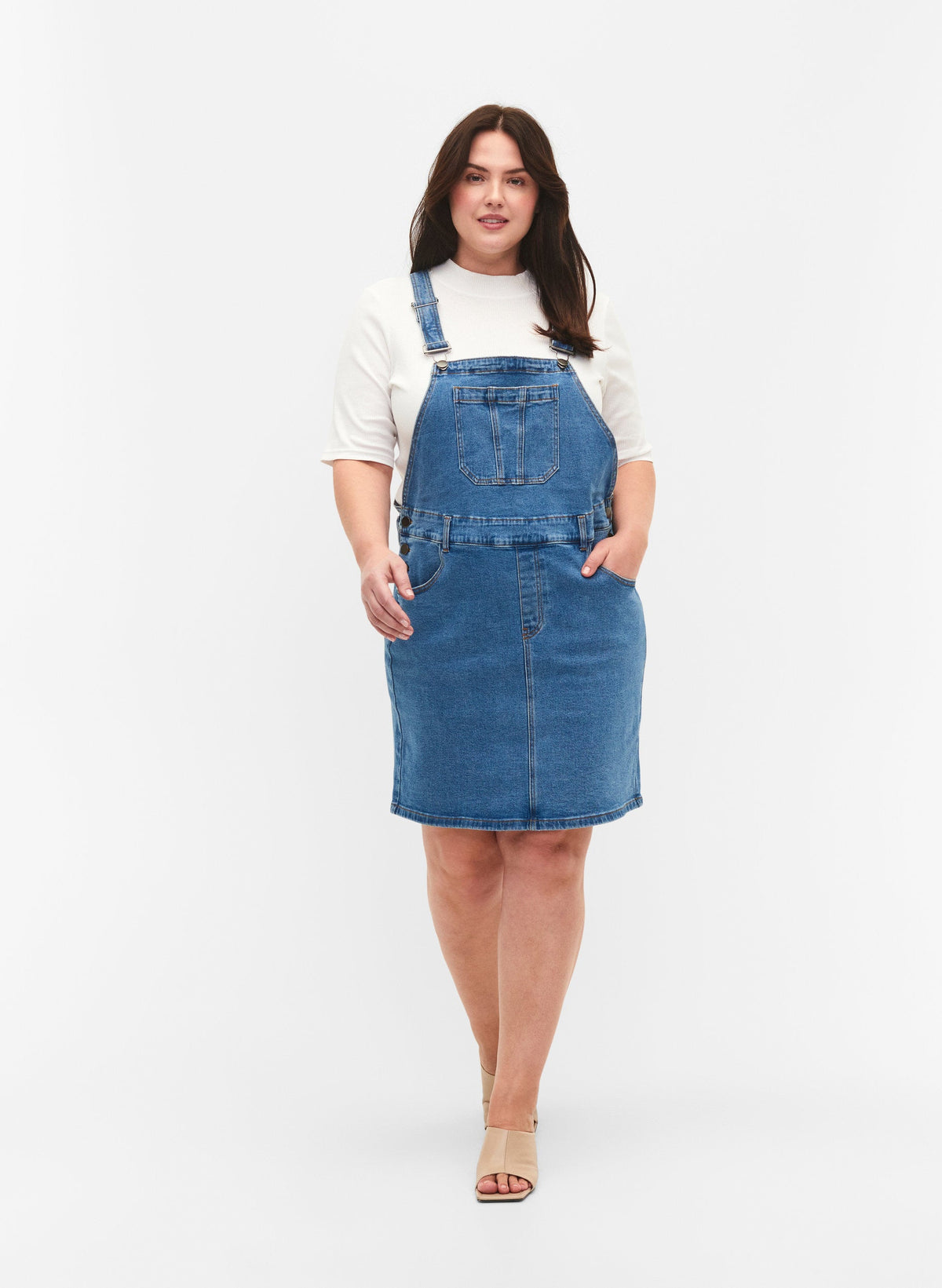 Zizzi Silja Dress in Light Blue Denim