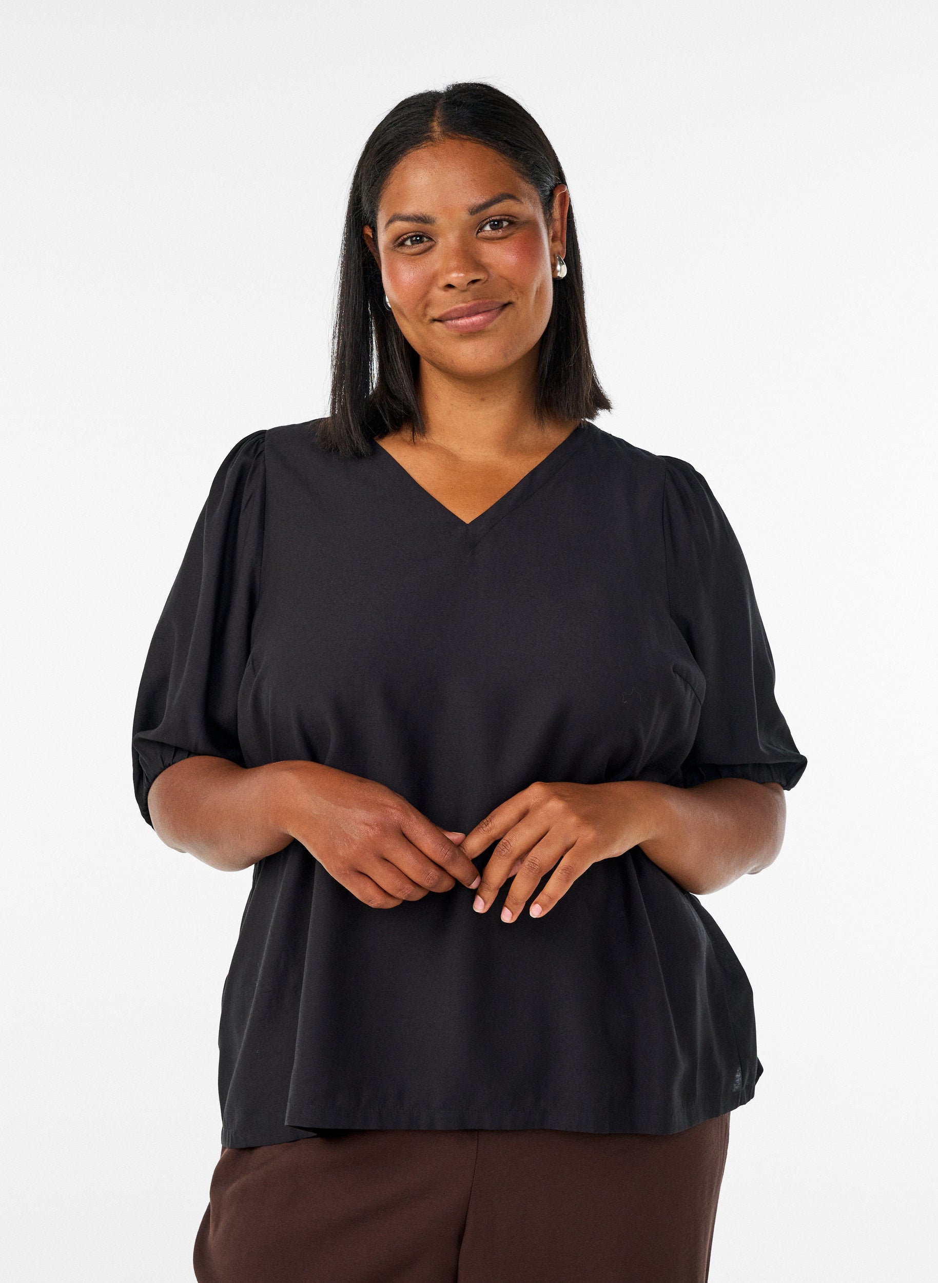 Zizzi Stina Blouse in Black 