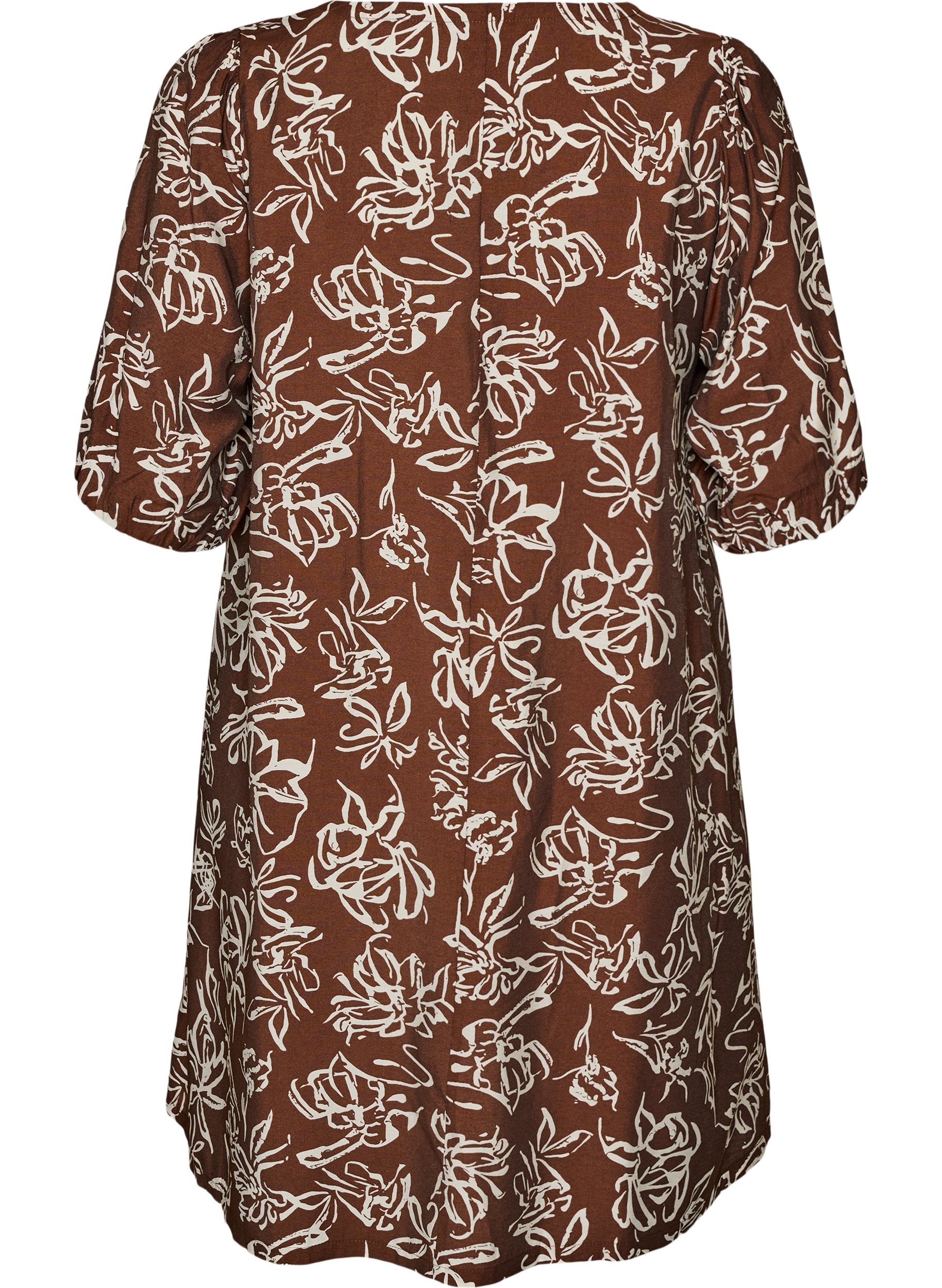 Zizzi Stina Dress in Brown Flower 