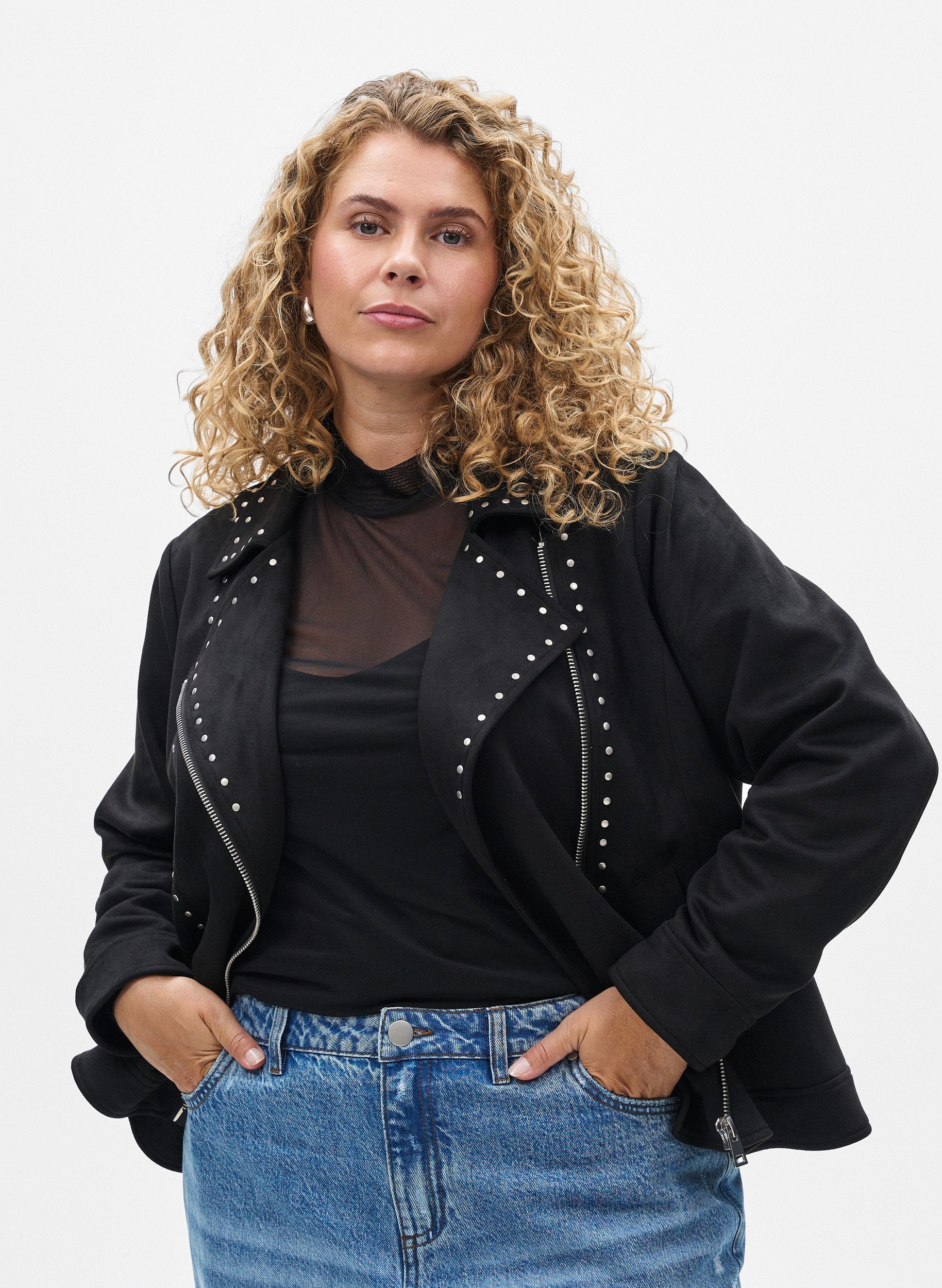Zizzi Sussie Biker Jacket in Black